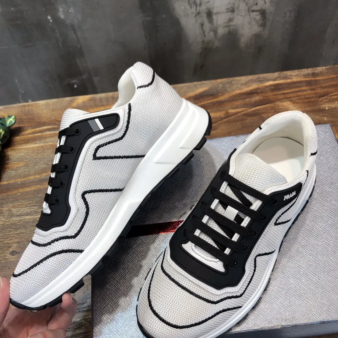 Prada Men’s White and Black Knit Sneakers 2022 – , Breathable Replica Prada Shoes, High Quality Rep Sneakers, Sizes 38- SunProtective 182