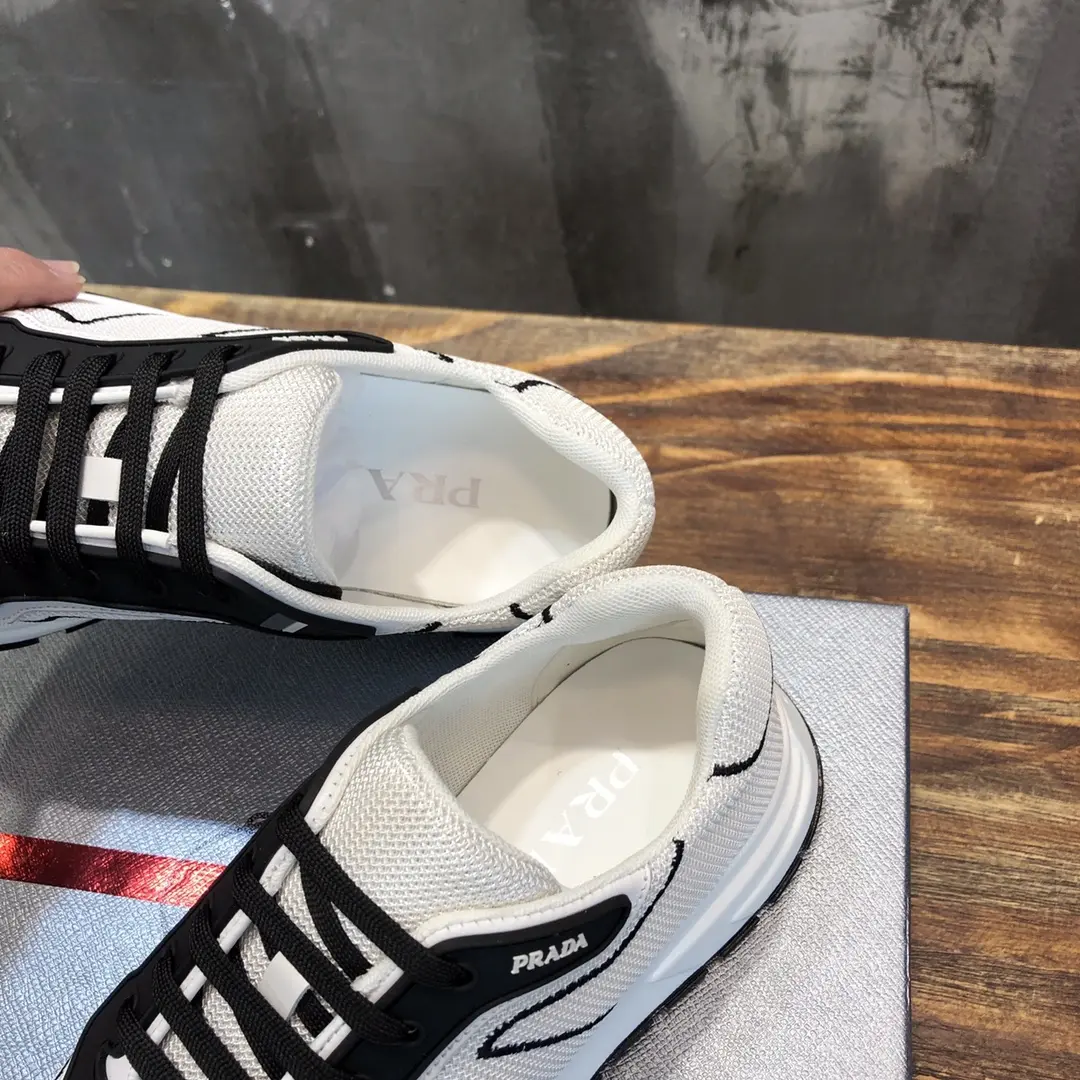 Prada Men’s White and Black Knit Sneakers 2022 – , Breathable Replica Prada Shoes, High Quality Rep Sneakers, Sizes 38- SunProtective 182