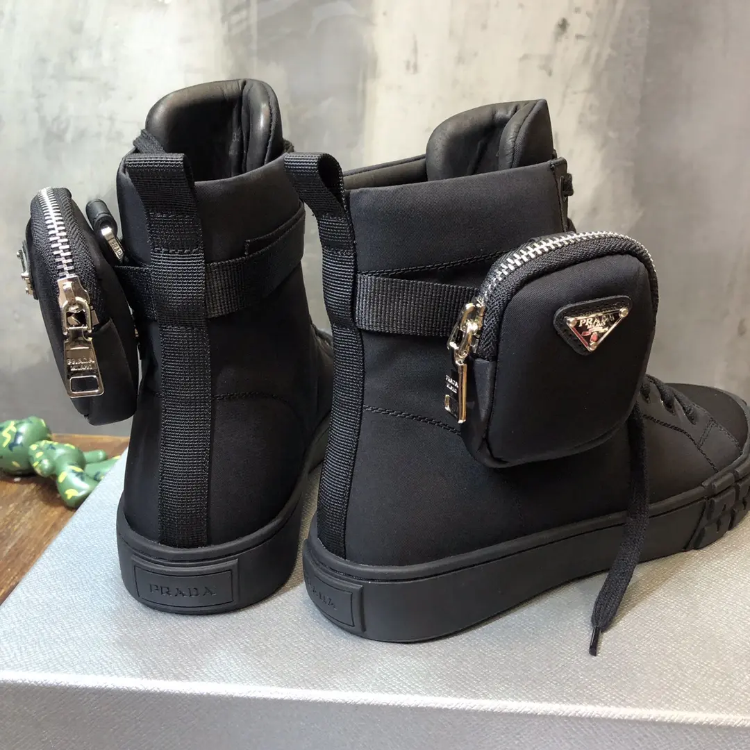 Flexible Prada Sport Wallet Sneaker Black High-Top – High Quality Replica Prada Shoes for Sale 223