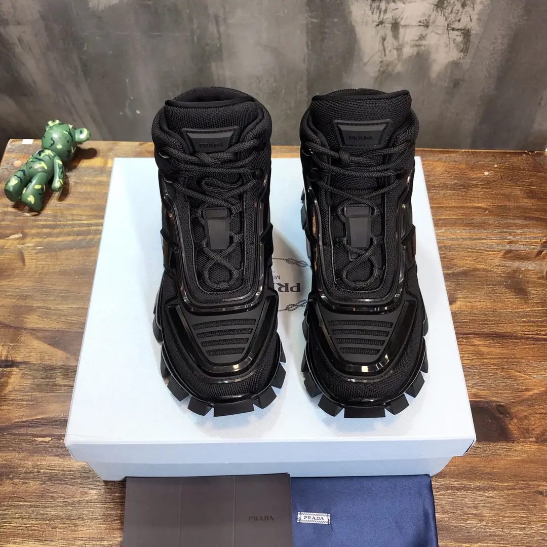 BestValue Prada Transformer High-Top Sneakers Black – Replica Prada Shoes with High Quality 204