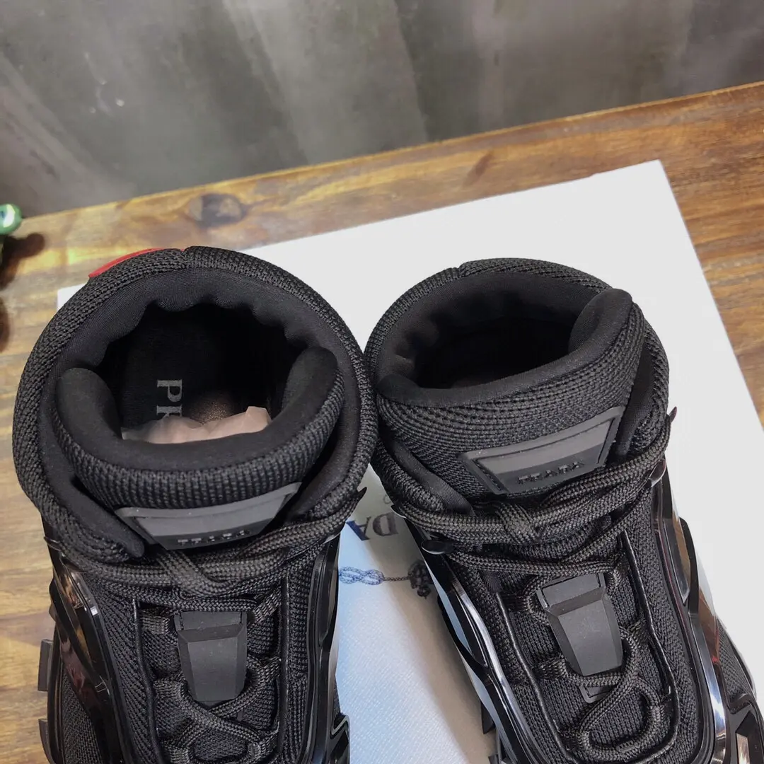 BestValue Prada Transformer High-Top Sneakers Black – Replica Prada Shoes with High Quality 204