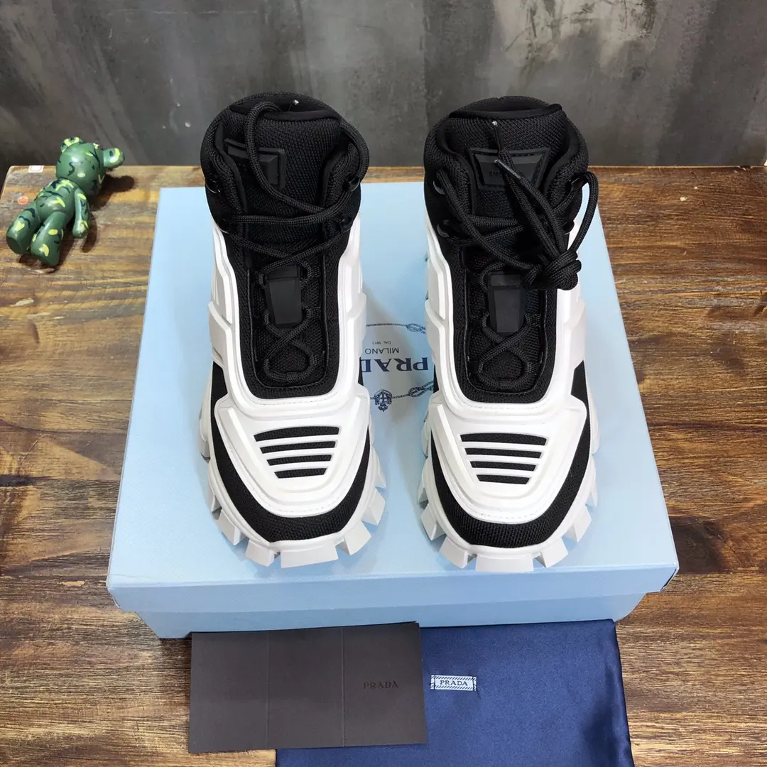 Prada Transformer High-Top Sneakers Black White – Replica Prada Shoes & High Quality Replica Sneakers Contemporary 181