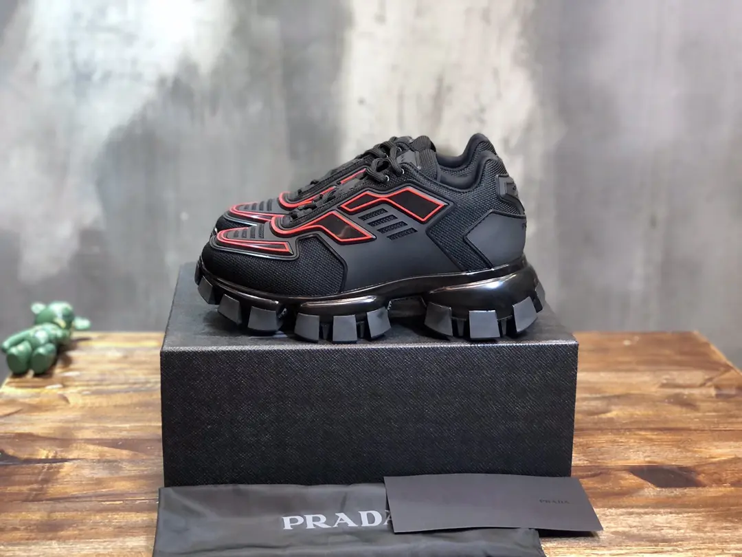 EasyCare Prada Transformers Sneakers Black Red Low-Top – High Quality Replica Prada Shoes for Sale 255