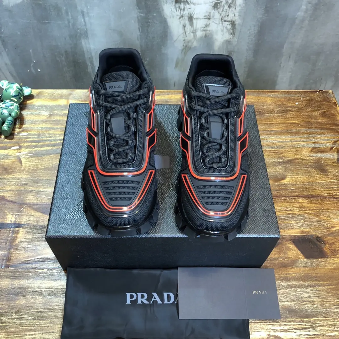 EasyCare Prada Transformers Sneakers Black Red Low-Top – High Quality Replica Prada Shoes for Sale 255