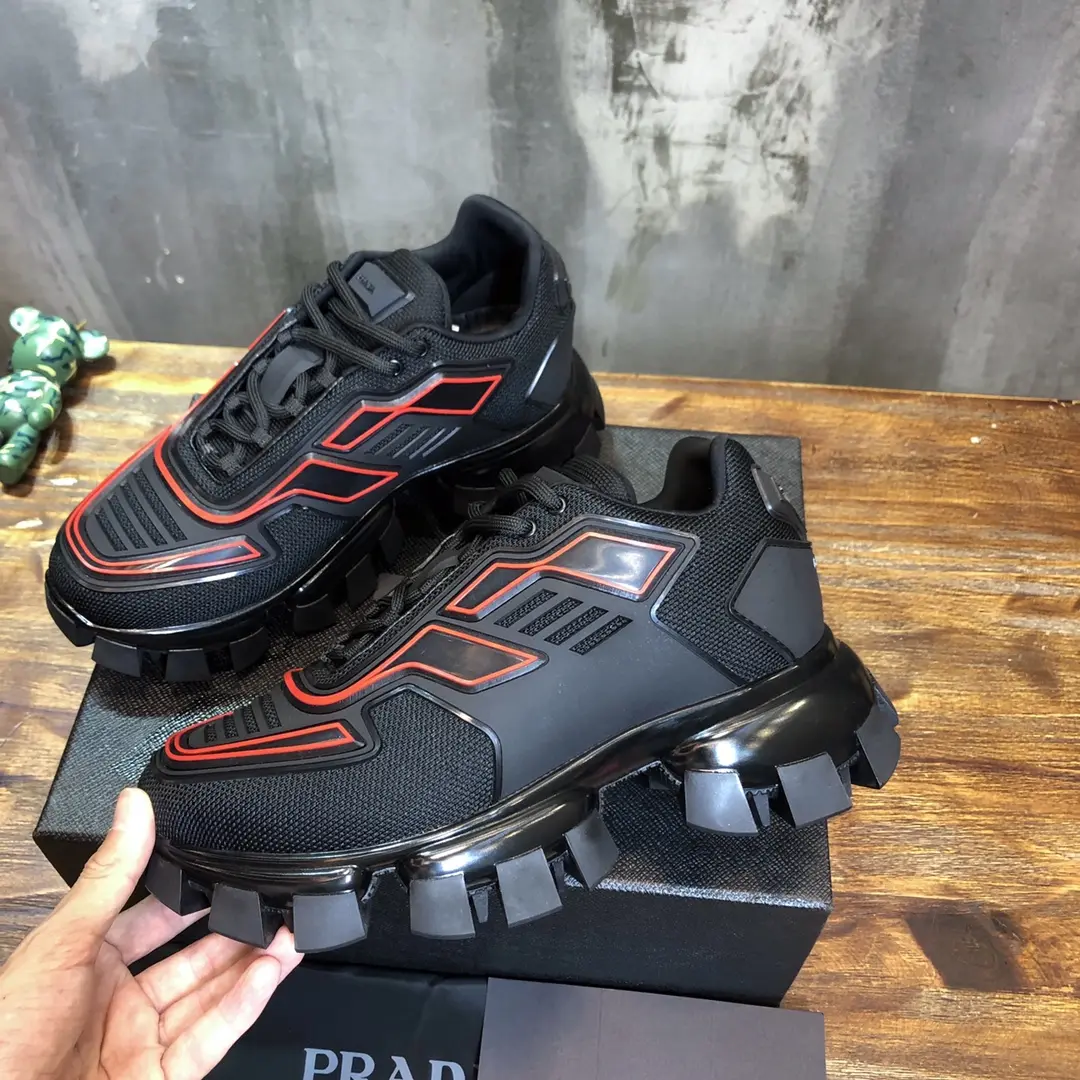 EasyCare Prada Transformers Sneakers Black Red Low-Top – High Quality Replica Prada Shoes for Sale 255