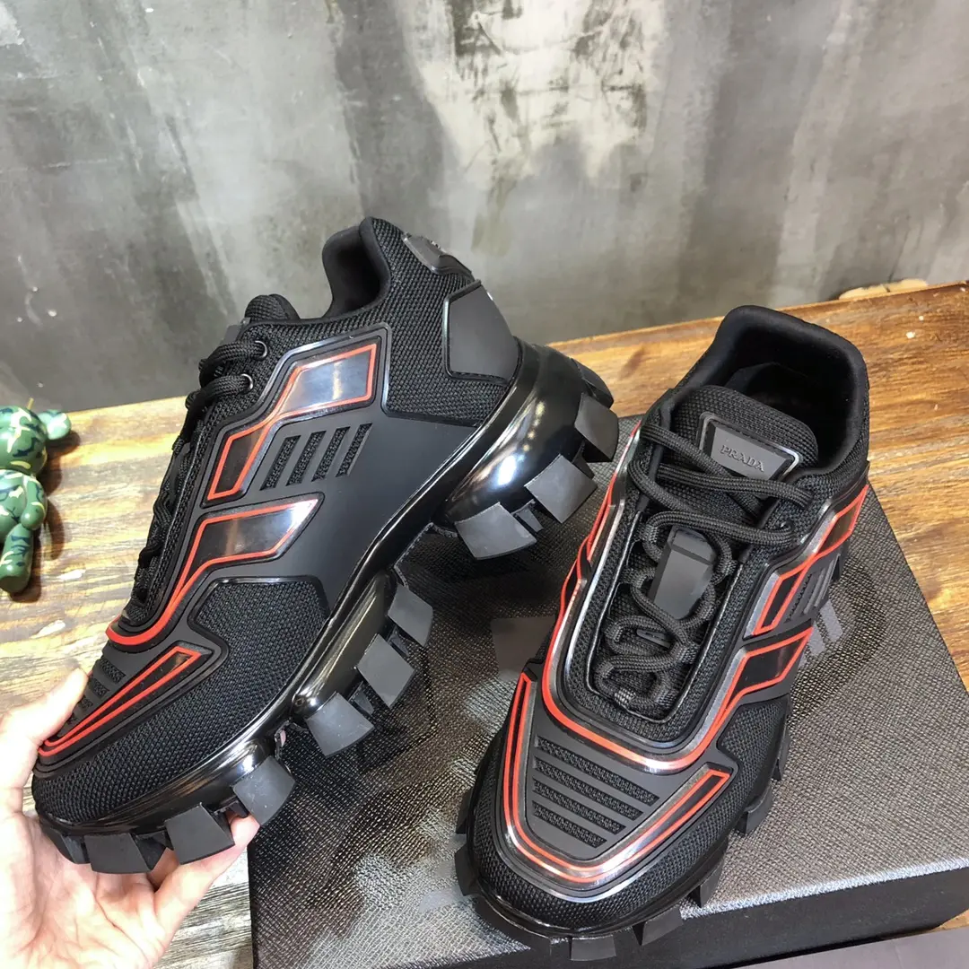 EasyCare Prada Transformers Sneakers Black Red Low-Top – High Quality Replica Prada Shoes for Sale 255