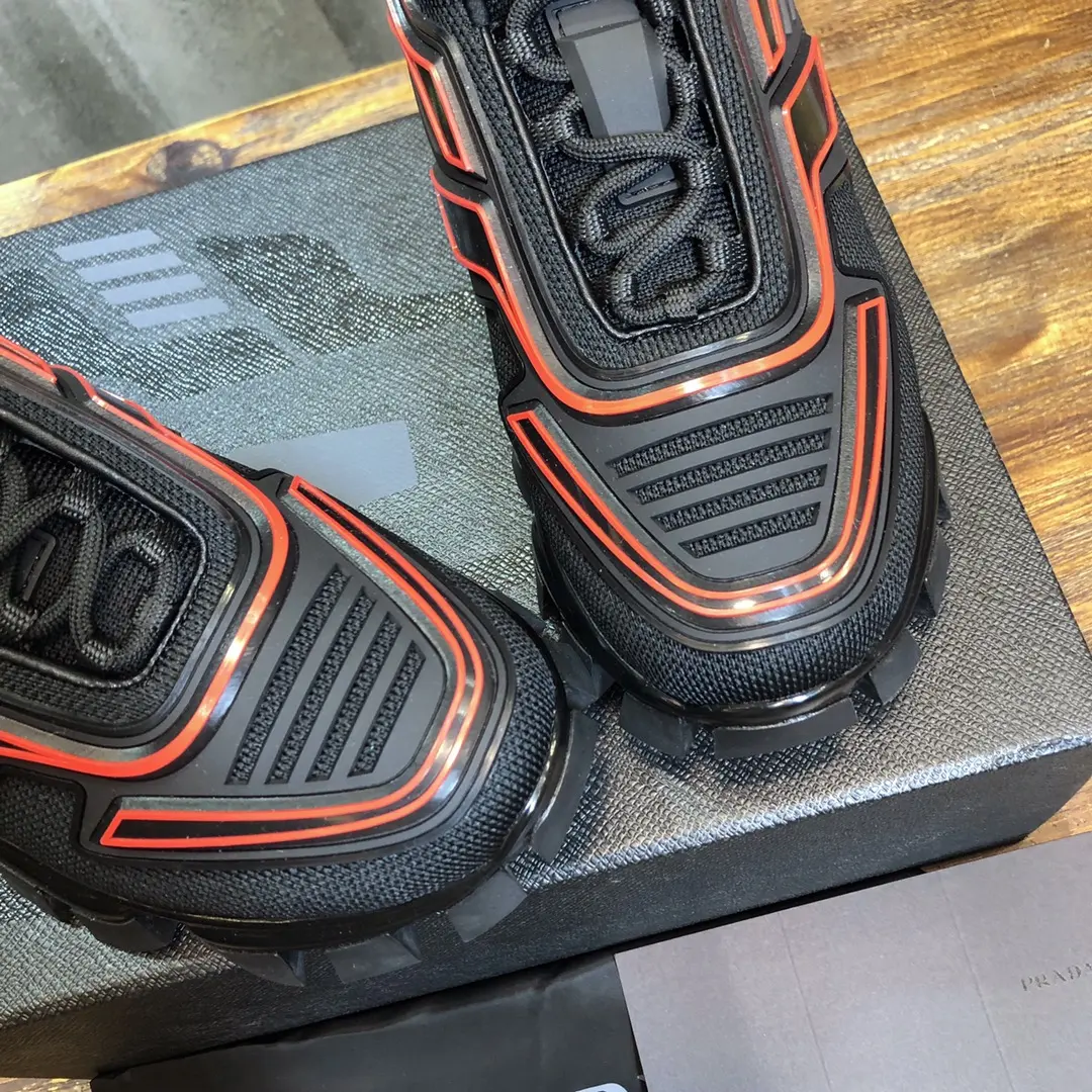 EasyCare Prada Transformers Sneakers Black Red Low-Top – High Quality Replica Prada Shoes for Sale 255