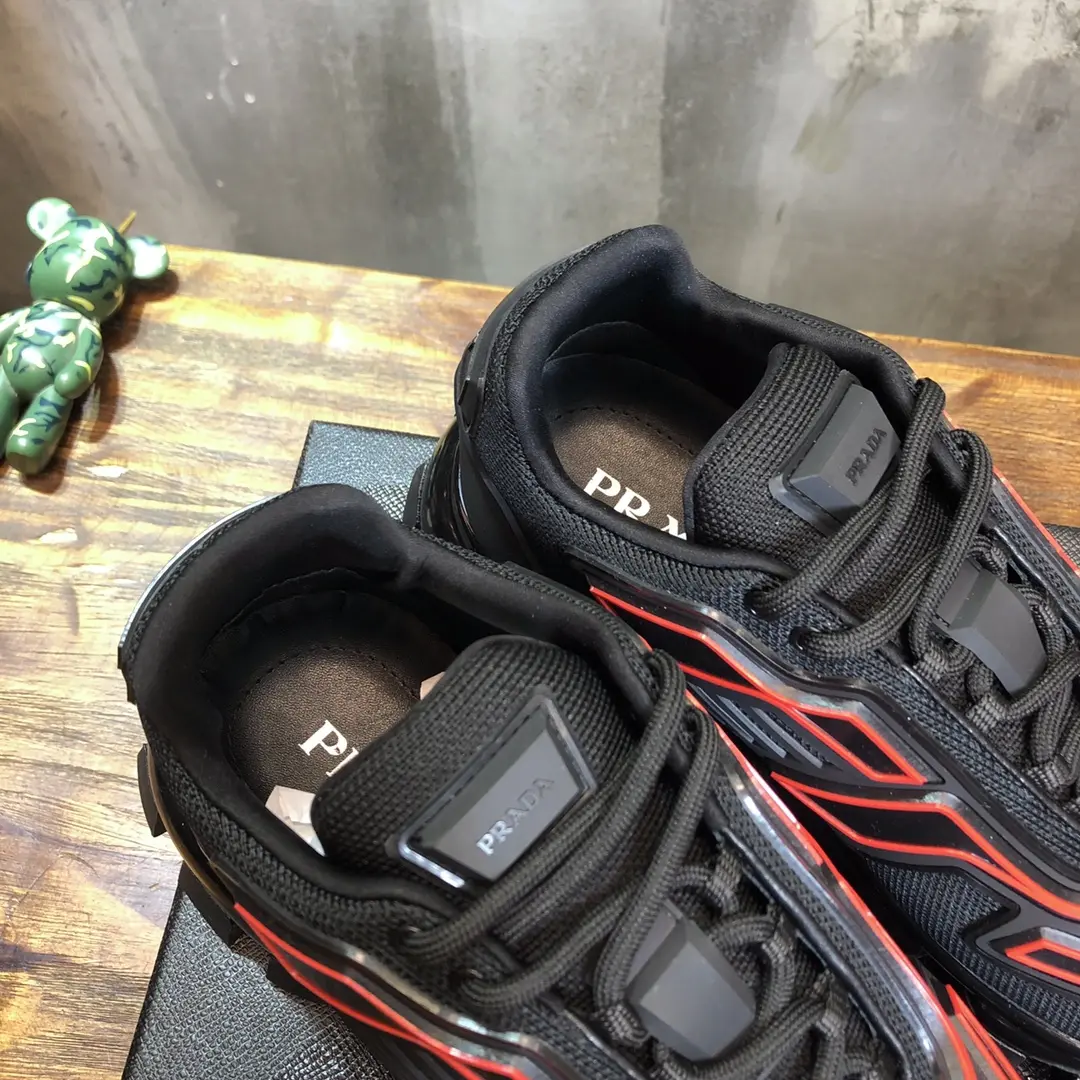 EasyCare Prada Transformers Sneakers Black Red Low-Top – High Quality Replica Prada Shoes for Sale 255