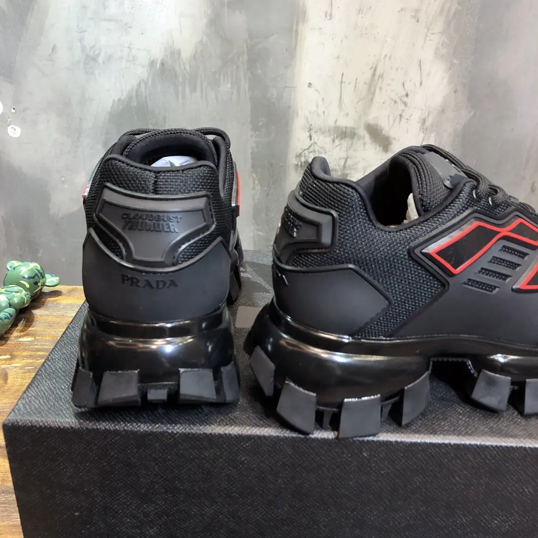 EasyCare Prada Transformers Sneakers Black Red Low-Top – High Quality Replica Prada Shoes for Sale 255