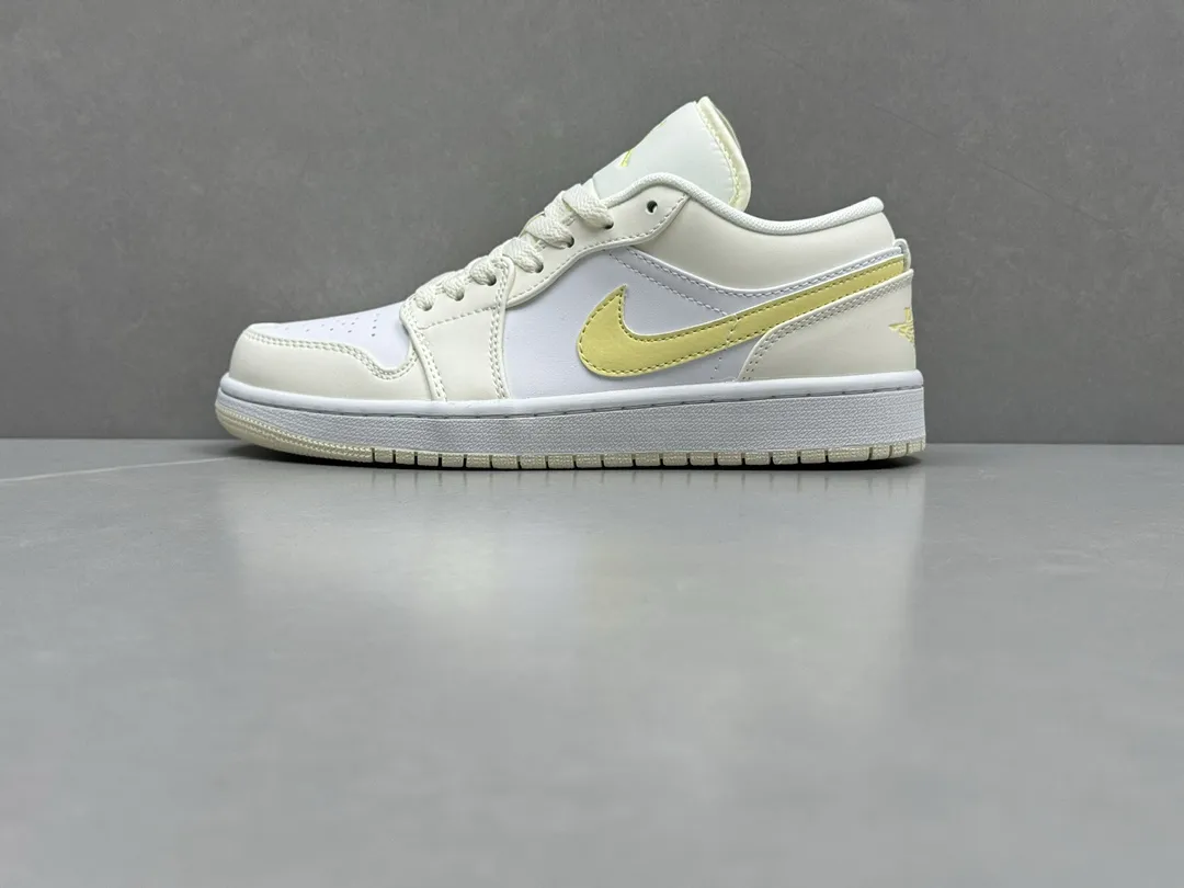 Pure Origin 230 AJ1 Low Top Sneakers – White Yellow, Authentic Version, Best Replica Sneakers, Top Rep Shoes, Sizes 36-46 (Including Half Sizes Sporty 1289