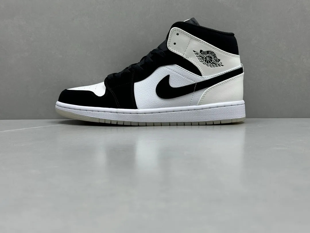 Pure  Version 230 AJ1 Zhongbang Diamond Panda High-Top Rep Shoes – Black White Replica, Sizes 36-46 (Including Half Sizes Functional 1192