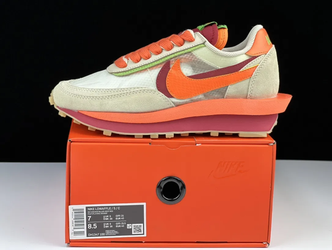 SACAI x Nike LDV Waffle Beige and Orange Deconstructed  Running Shoes – Premium Nike Replica Edition with Rep Shoes Quality Resilient 1509