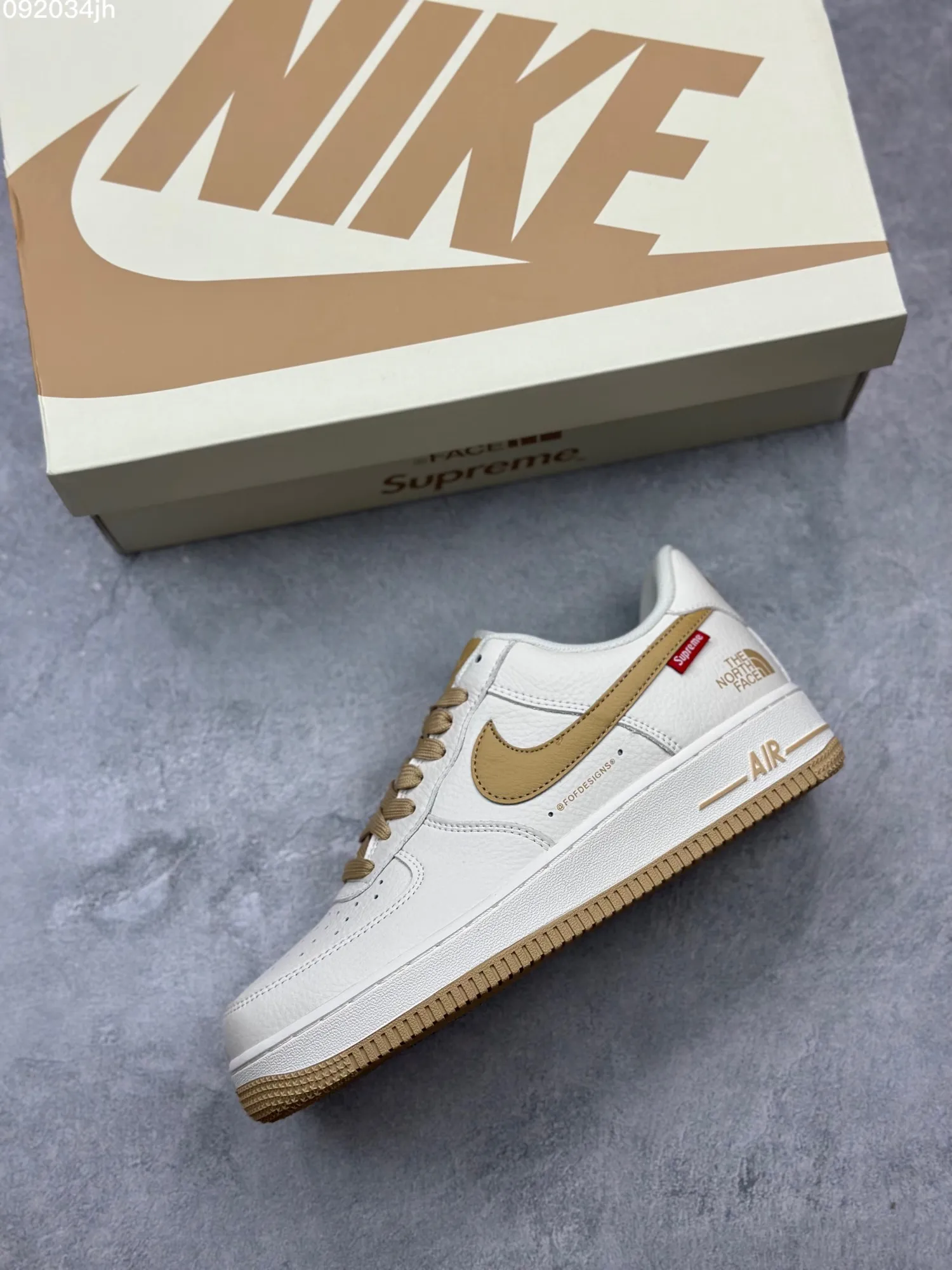 Affordable Supreme x The North Face x Nike Air Force 1 Low – Beige Gold – Limited Edition Rep Shoes & Top Fake Nike Sneakers 1034