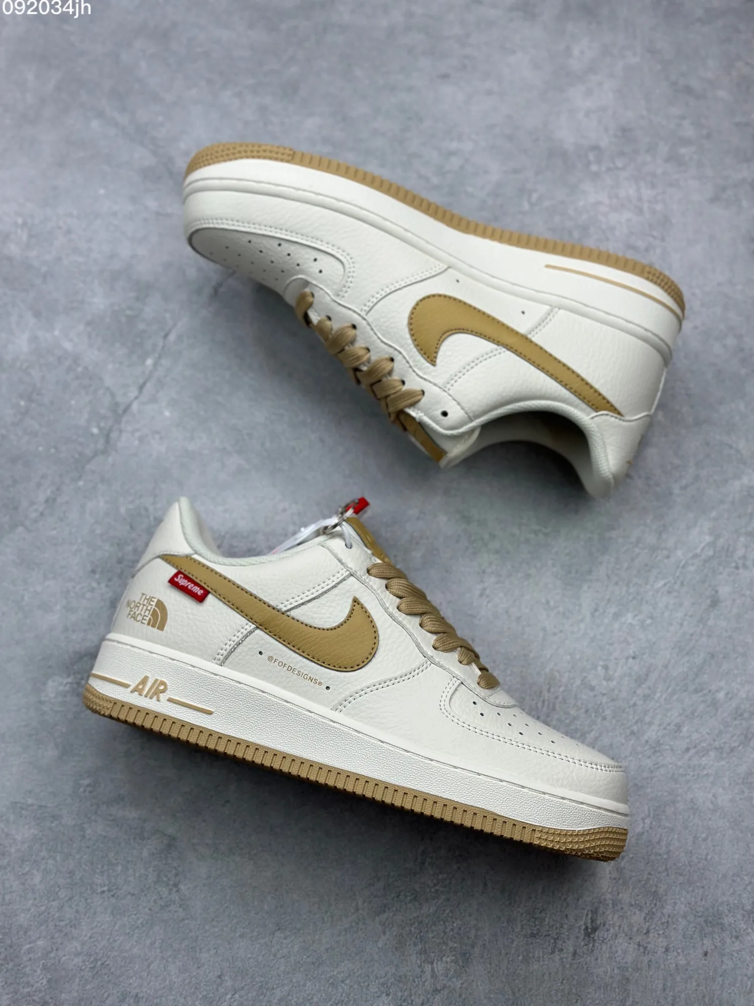 Affordable Supreme x The North Face x Nike Air Force 1 Low – Beige Gold – Limited Edition Rep Shoes & Top Fake Nike Sneakers 1034
