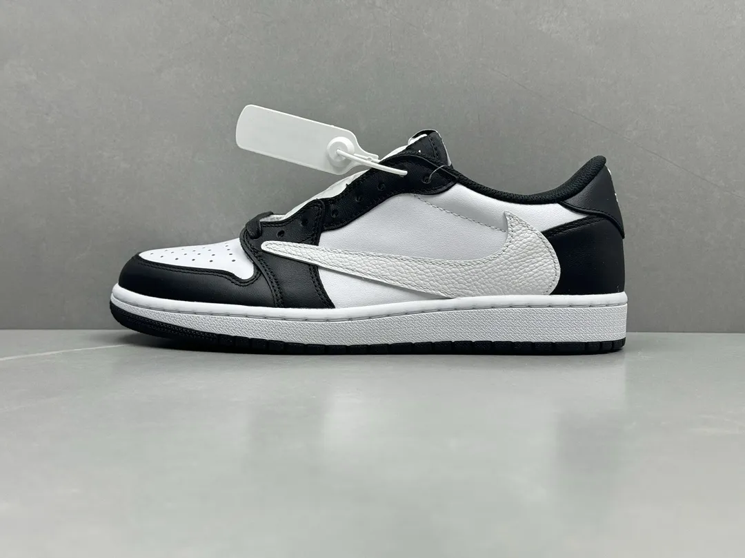 TechFriendly Travis Scott x Air Jordan 1 Low OG Black White Reverse Swoosh Rep Shoes, Top-Quality Best Replica Sneakers, Sizes 36-47 (Including Half Sizes 1263