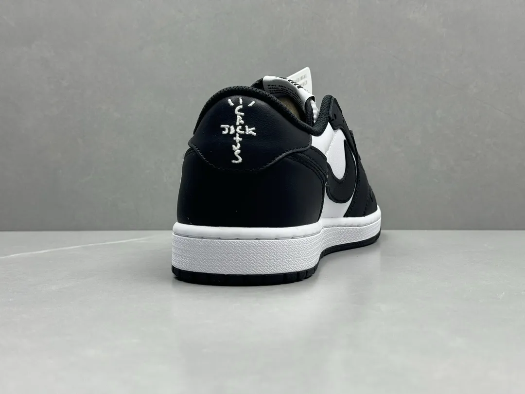TechFriendly Travis Scott x Air Jordan 1 Low OG Black White Reverse Swoosh Rep Shoes, Top-Quality Best Replica Sneakers, Sizes 36-47 (Including Half Sizes 1263