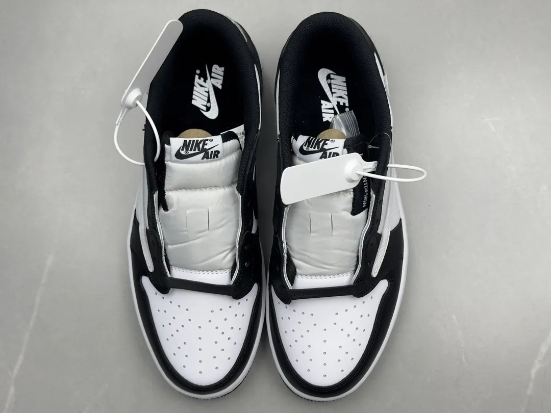 TechFriendly Travis Scott x Air Jordan 1 Low OG Black White Reverse Swoosh Rep Shoes, Top-Quality Best Replica Sneakers, Sizes 36-47 (Including Half Sizes 1263