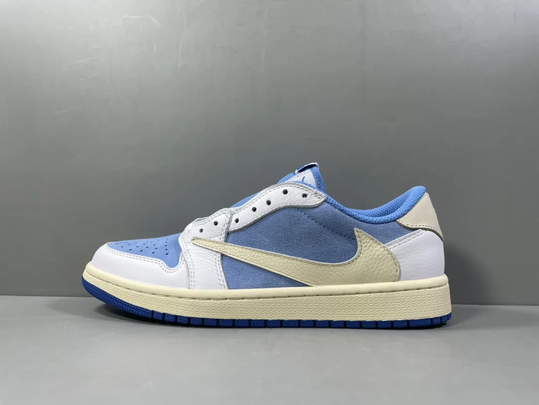 Sustainable Travis Scott x Air Jordan 1 Low OG SP “White University Blue” – Men’s Best Replica Sneakers, Rep Shoes, Sizes 36-47.5 (Including Half Sizes 1256