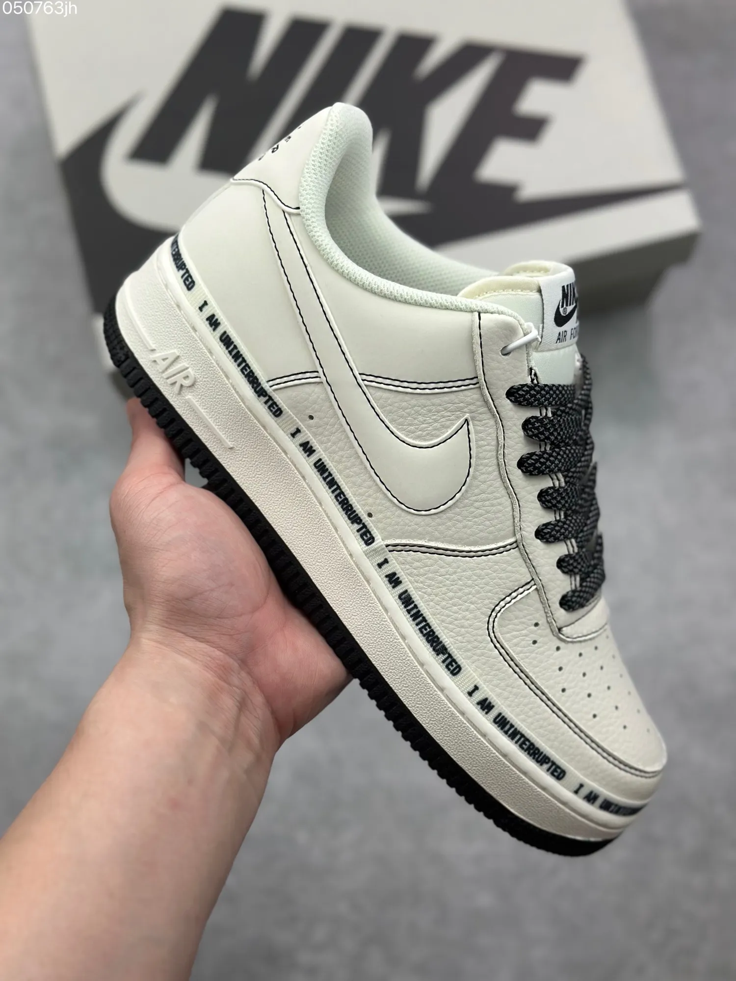 WrinkleFree Uninterrupted x Nike Air Force 1 Low ‘More Than’ – Cream Black Signature Doodle Rep Shoes, Top Fake Nike Sneakers 1073