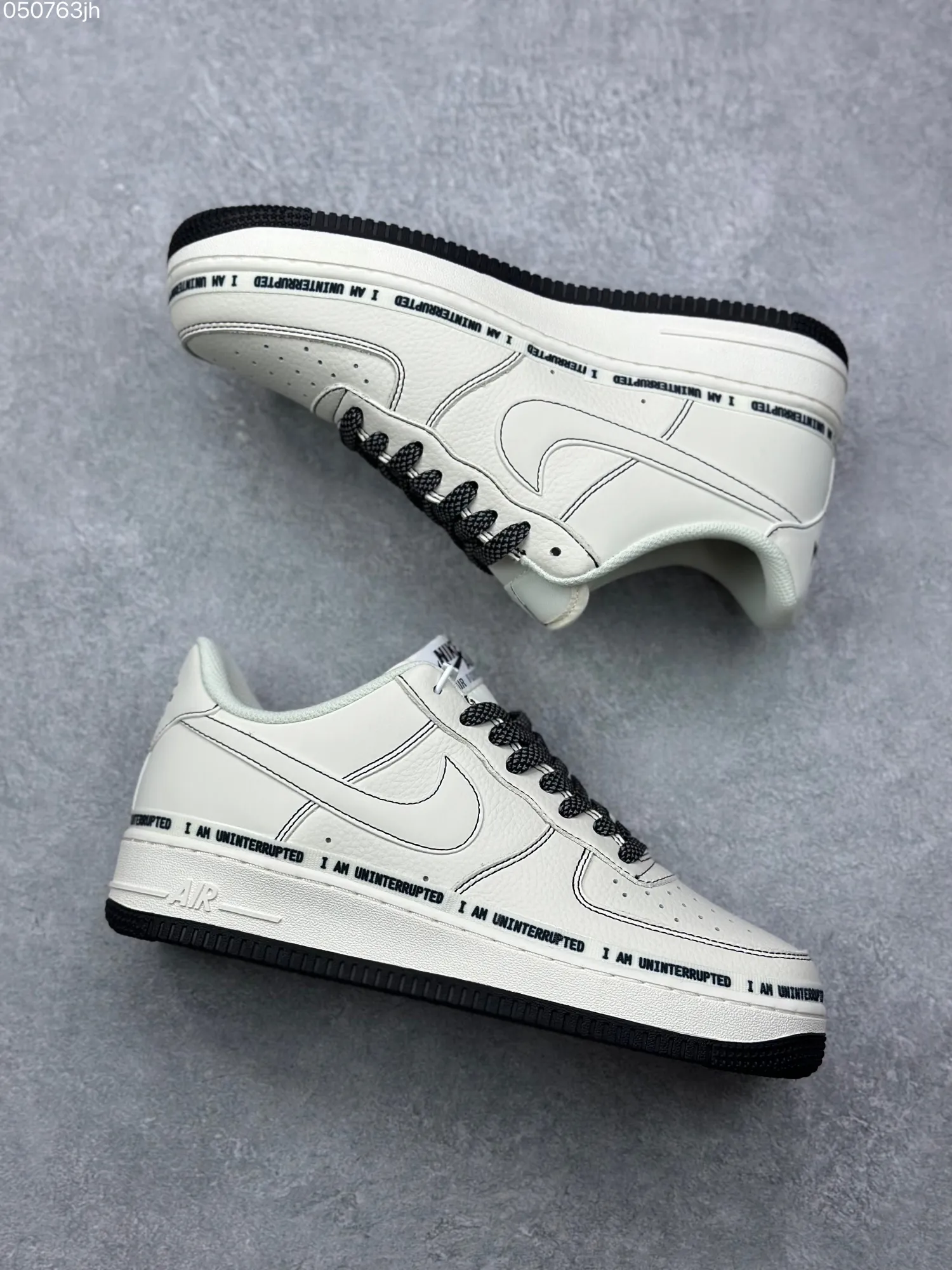 WrinkleFree Uninterrupted x Nike Air Force 1 Low ‘More Than’ – Cream Black Signature Doodle Rep Shoes, Top Fake Nike Sneakers 1073
