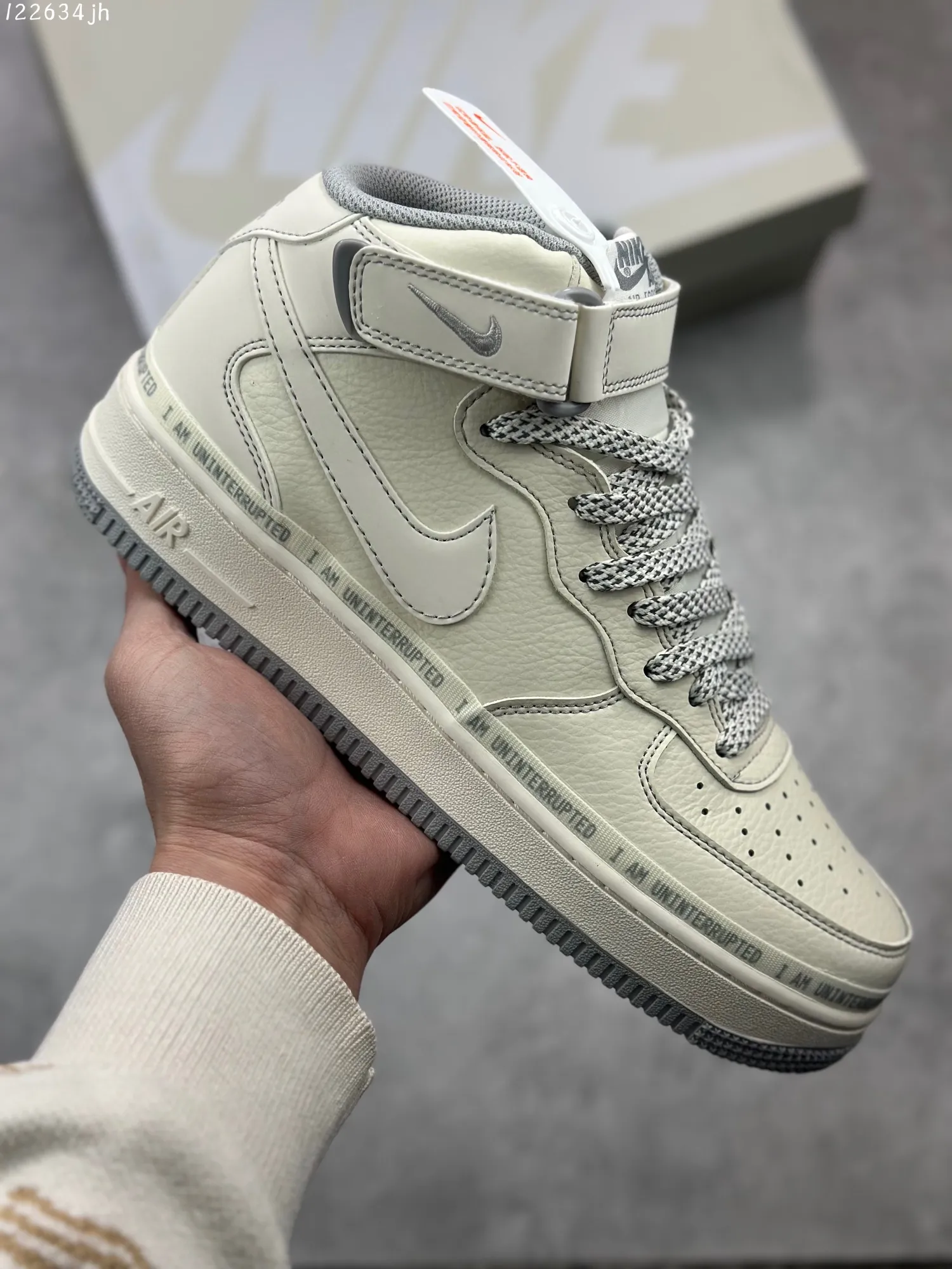 Snug Uninterrupted x Nike Air Force 1 Mid “MORE THAN” – Light Grey Silver Mid-Top  Sneakers with High Quality Rep Shoes Design 1084