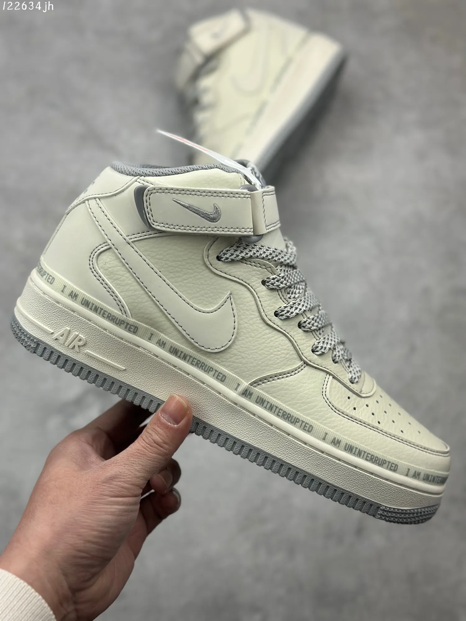 Snug Uninterrupted x Nike Air Force 1 Mid “MORE THAN” – Light Grey Silver Mid-Top  Sneakers with High Quality Rep Shoes Design 1084