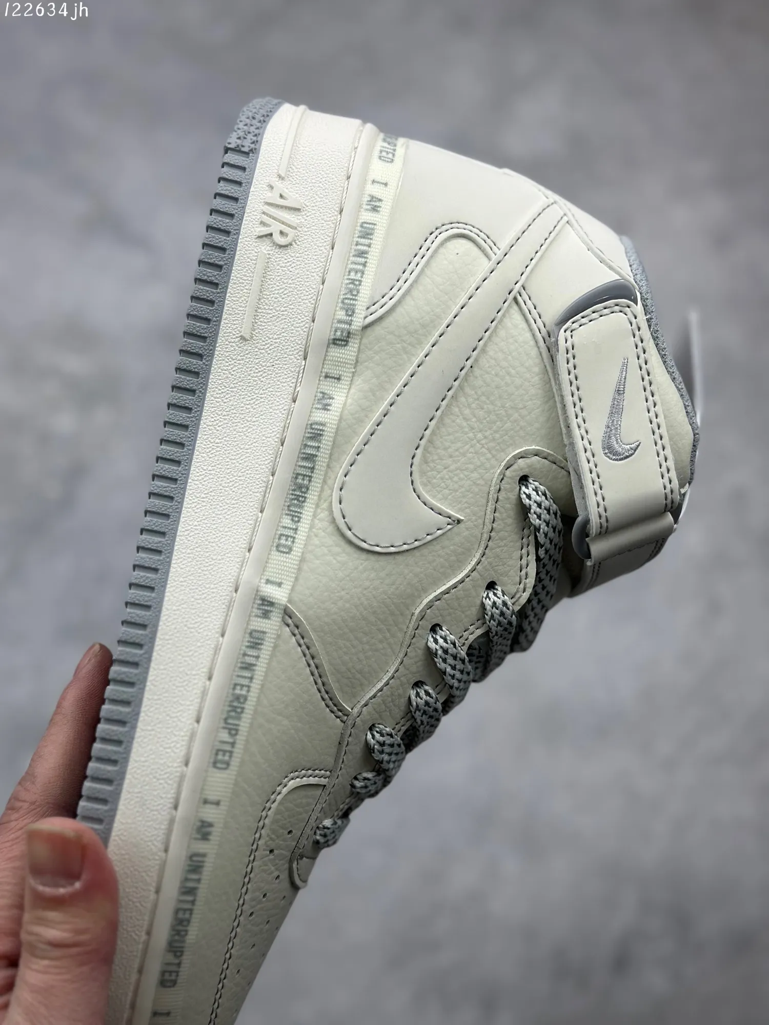 Snug Uninterrupted x Nike Air Force 1 Mid “MORE THAN” – Light Grey Silver Mid-Top  Sneakers with High Quality Rep Shoes Design 1084