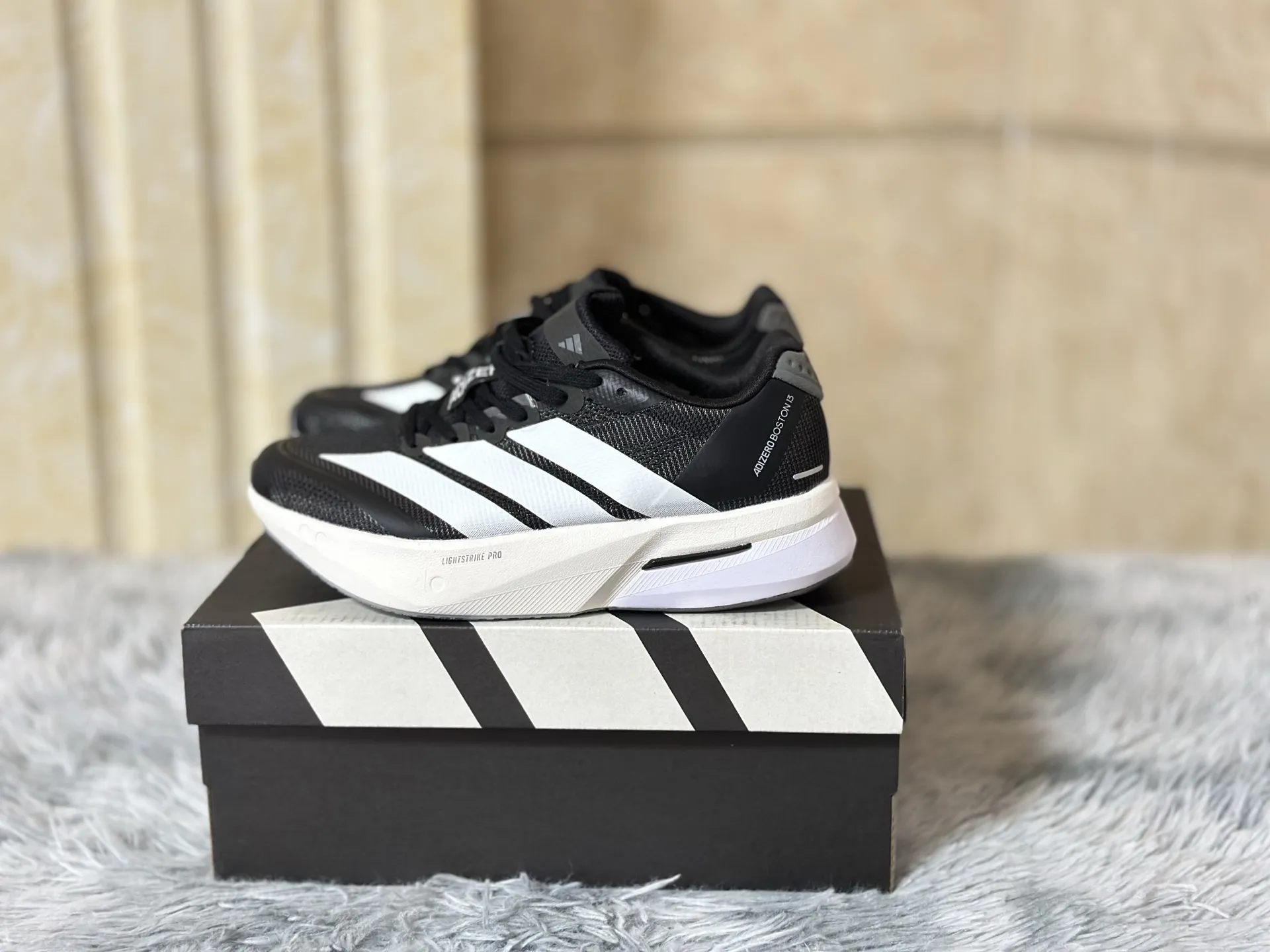 Thermal adidas Adizero Boston 13 Black White Replica Running Shoes 491