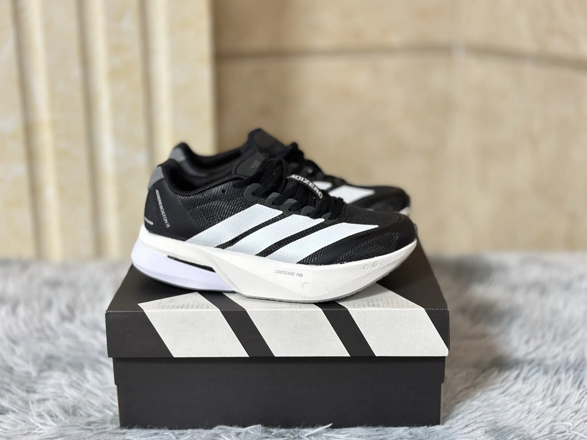 Thermal adidas Adizero Boston 13 Black White Replica Running Shoes 491