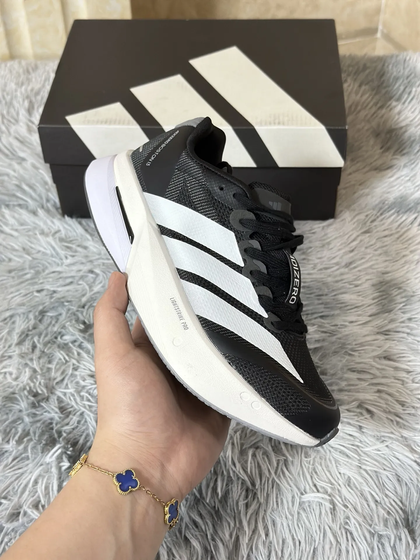 Thermal adidas Adizero Boston 13 Black White Replica Running Shoes 491