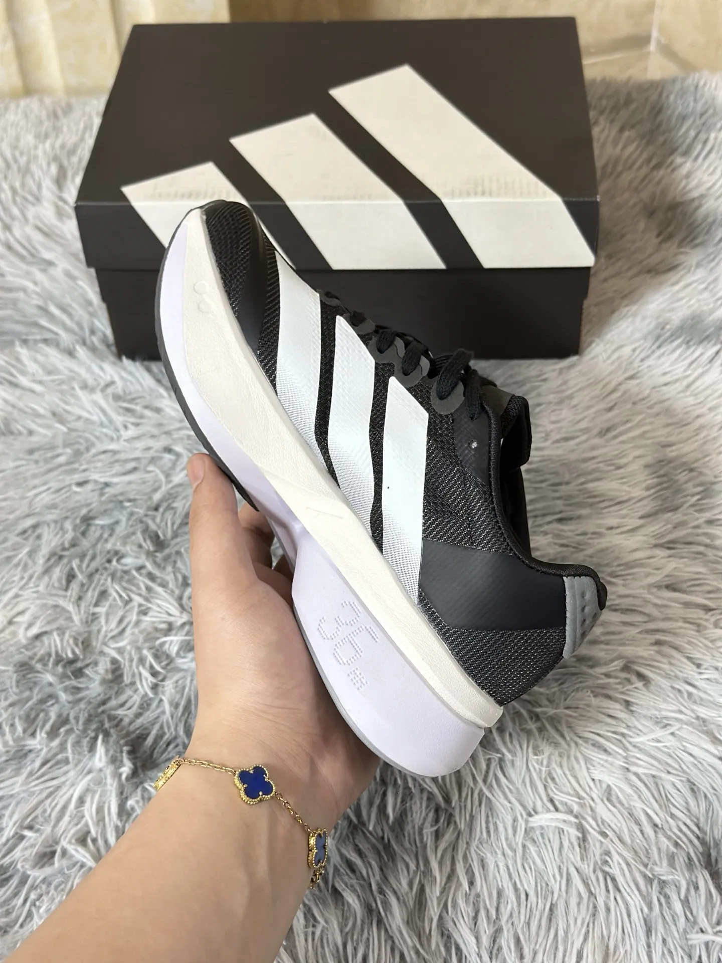 Thermal adidas Adizero Boston 13 Black White Replica Running Shoes 491
