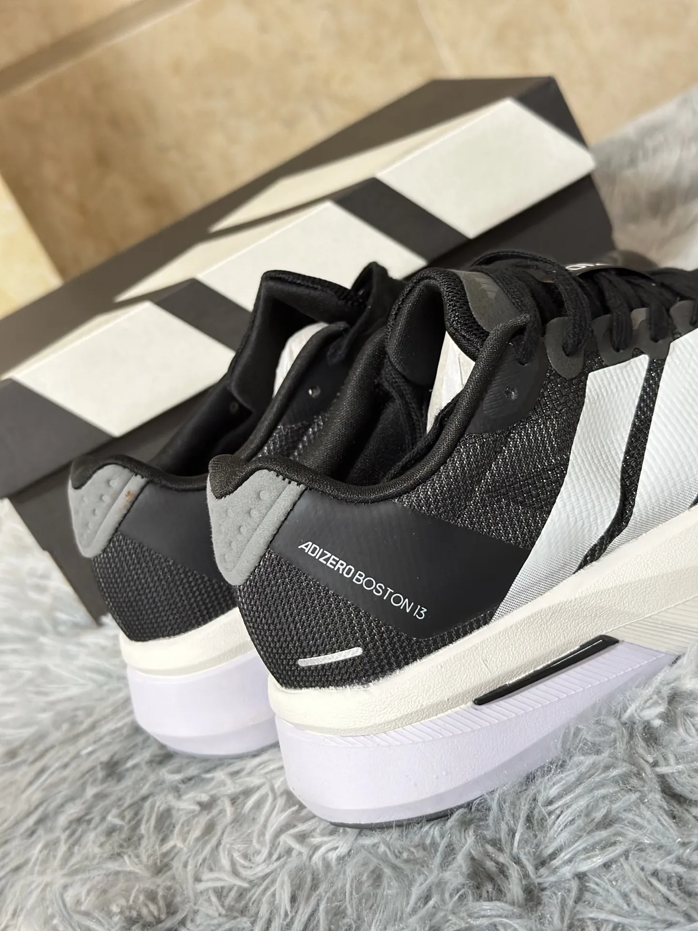 Thermal adidas Adizero Boston 13 Black White Replica Running Shoes 491