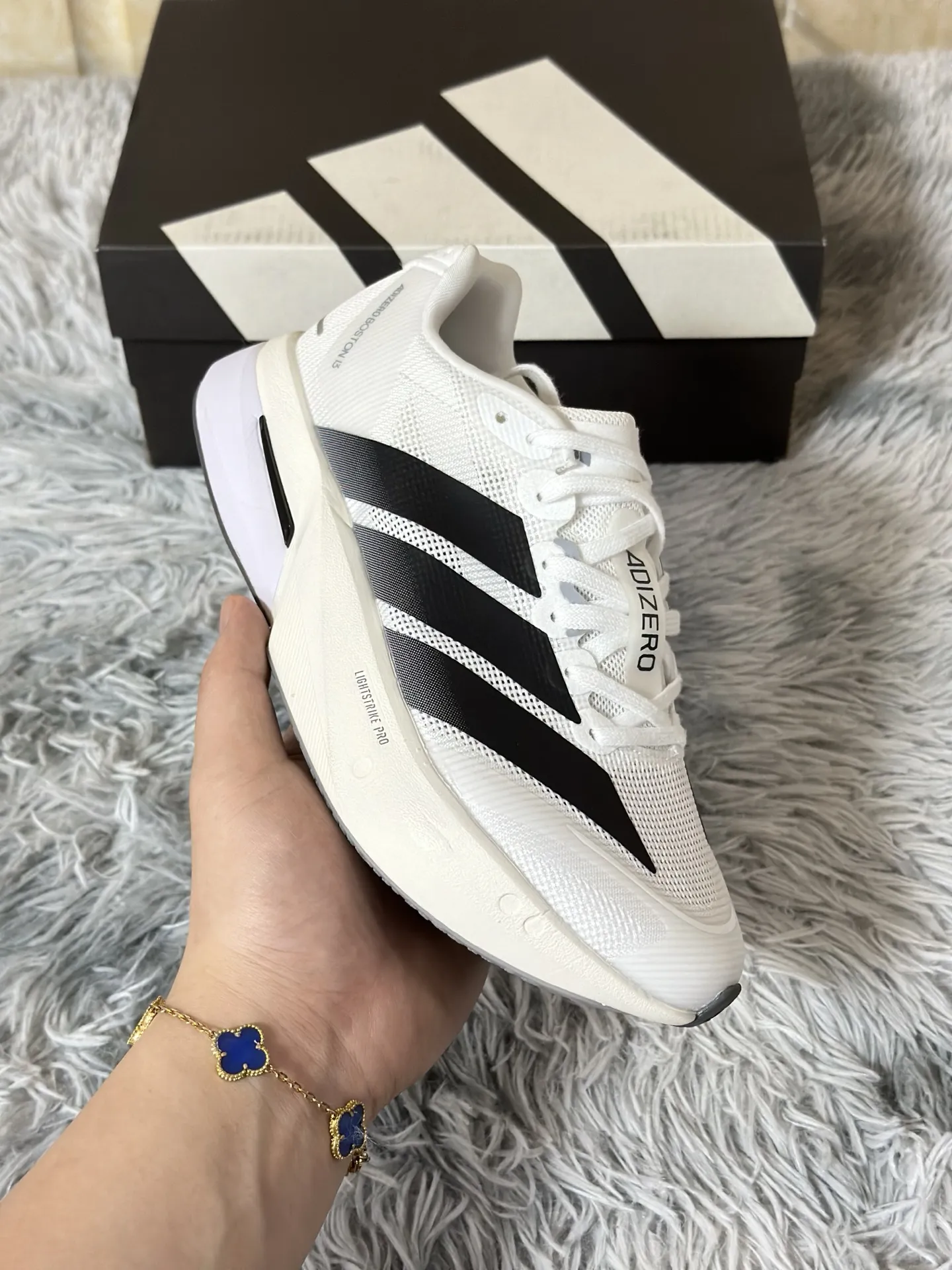 adidas Adizero Boston 13 White Black Replica Running Shoes ComfortFit 490