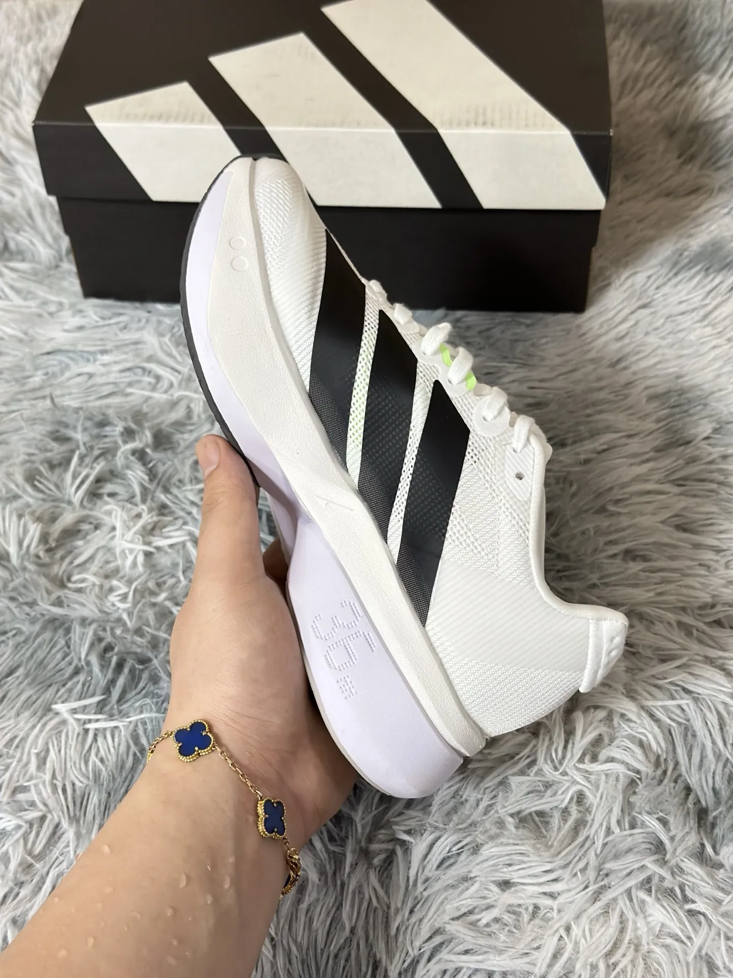 Classic adidas Adizero Boston 13 White Black Replica Running Shoes 492