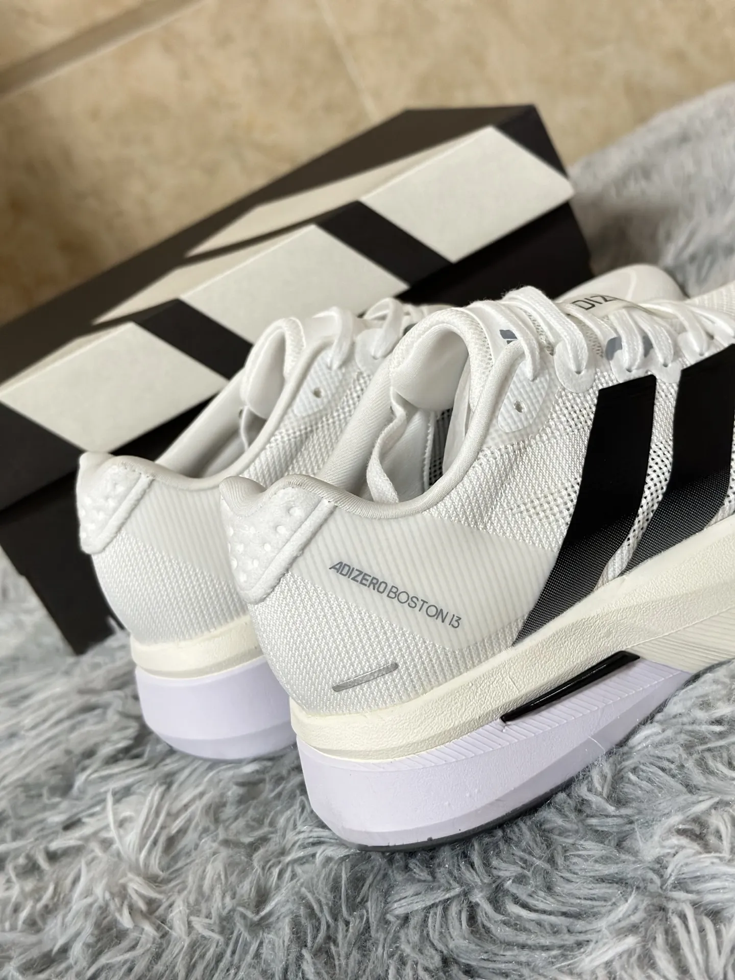 adidas Adizero Boston 13 White Black Replica Running Shoes ComfortFit 490