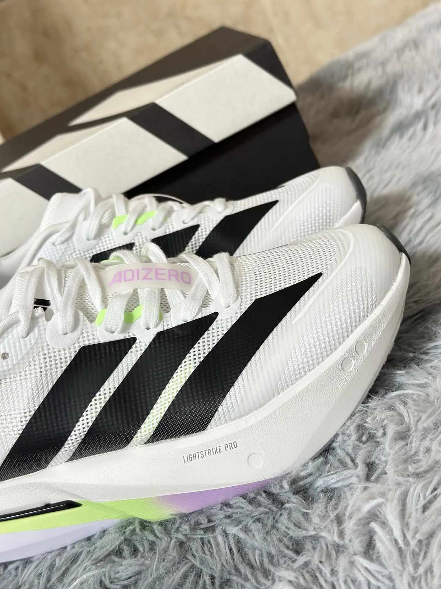 Classic adidas Adizero Boston 13 White Black Replica Running Shoes 492