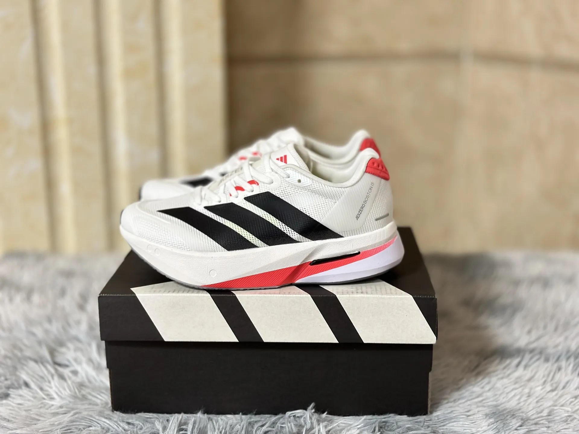 adidas Adizero Boston 13 White Red Replica Shoes Elegant 487