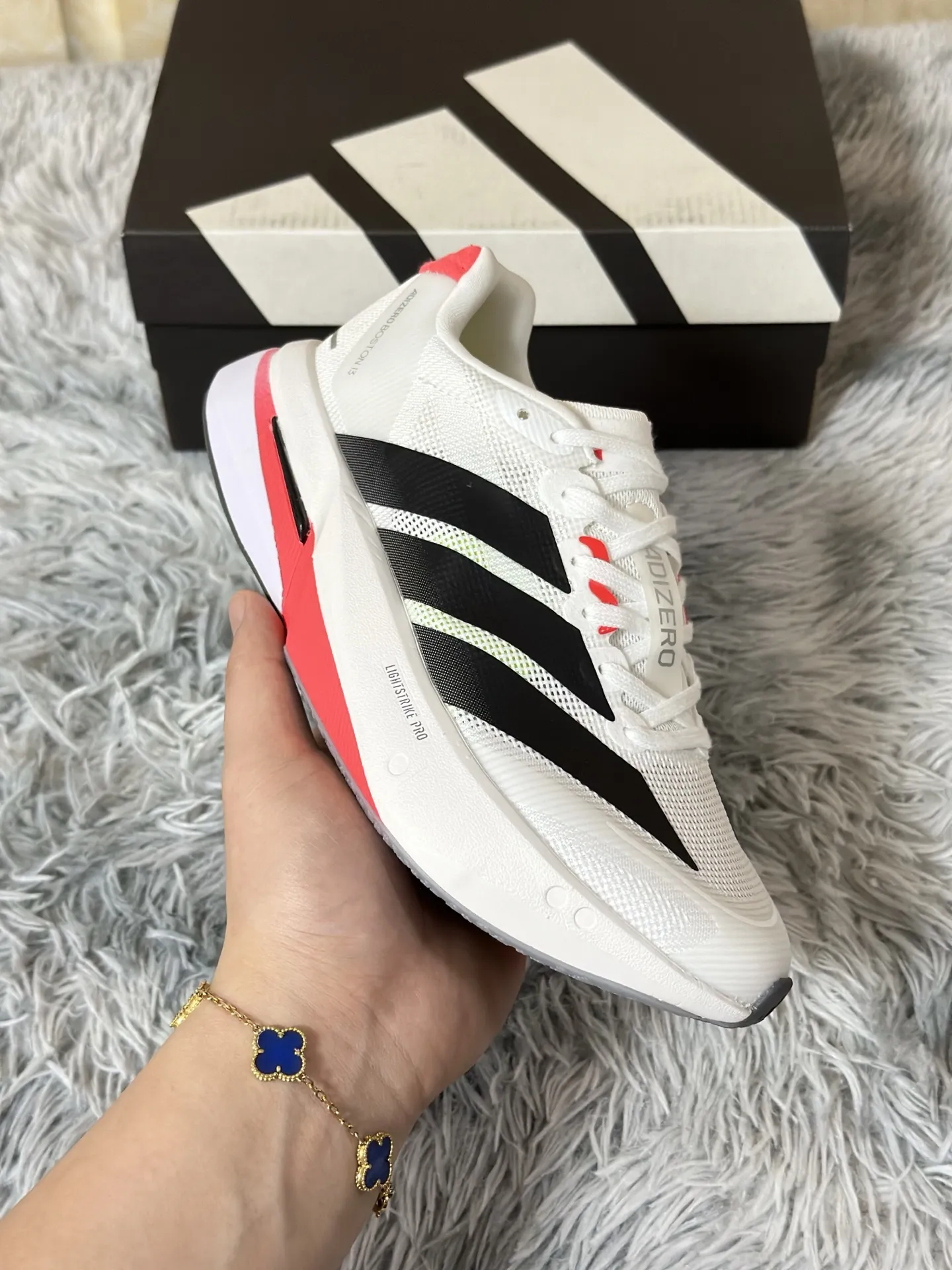 adidas Adizero Boston 13 White Red Replica Shoes Elegant 487