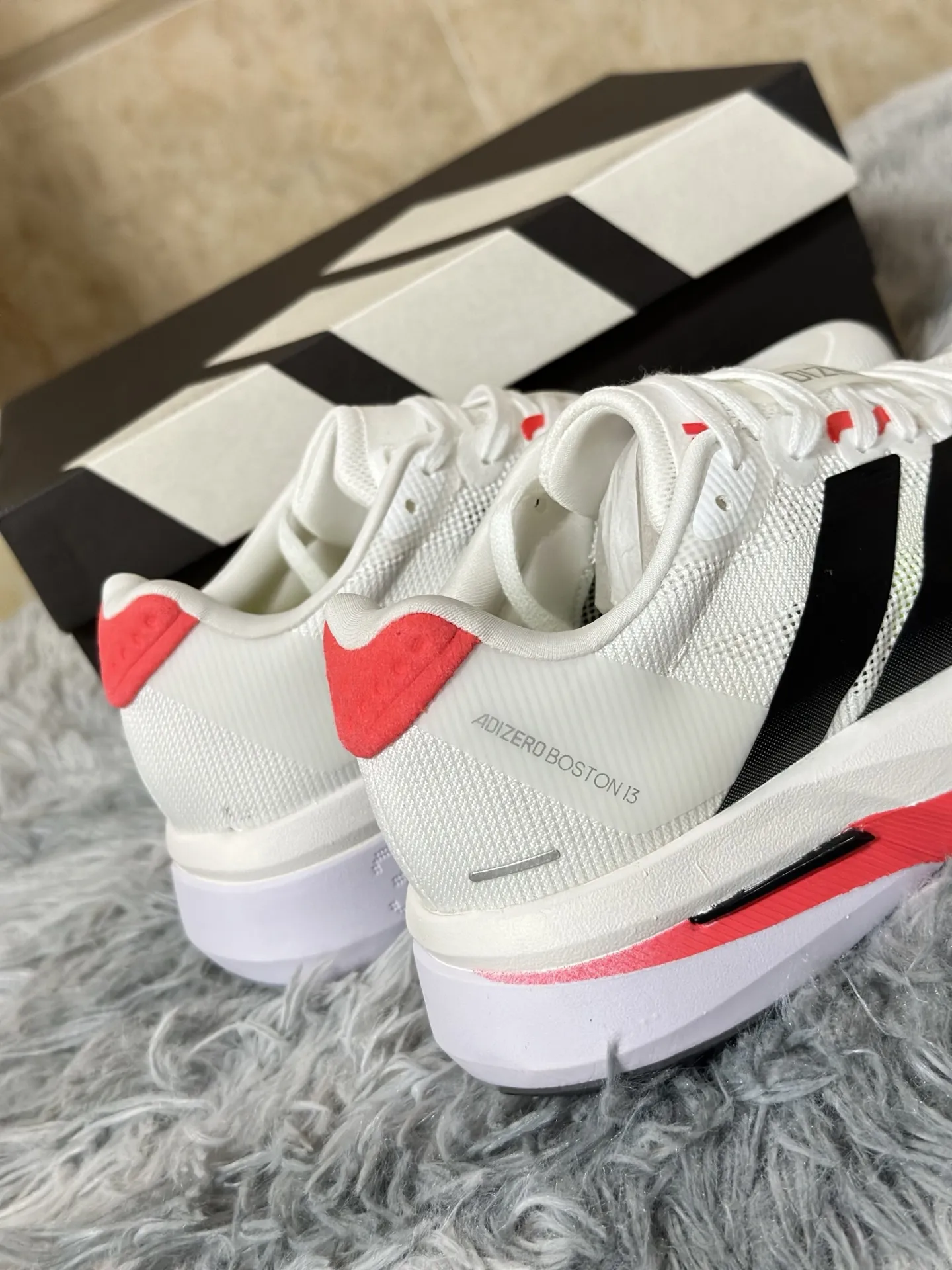 adidas Adizero Boston 13 White Red Replica Shoes Elegant 487