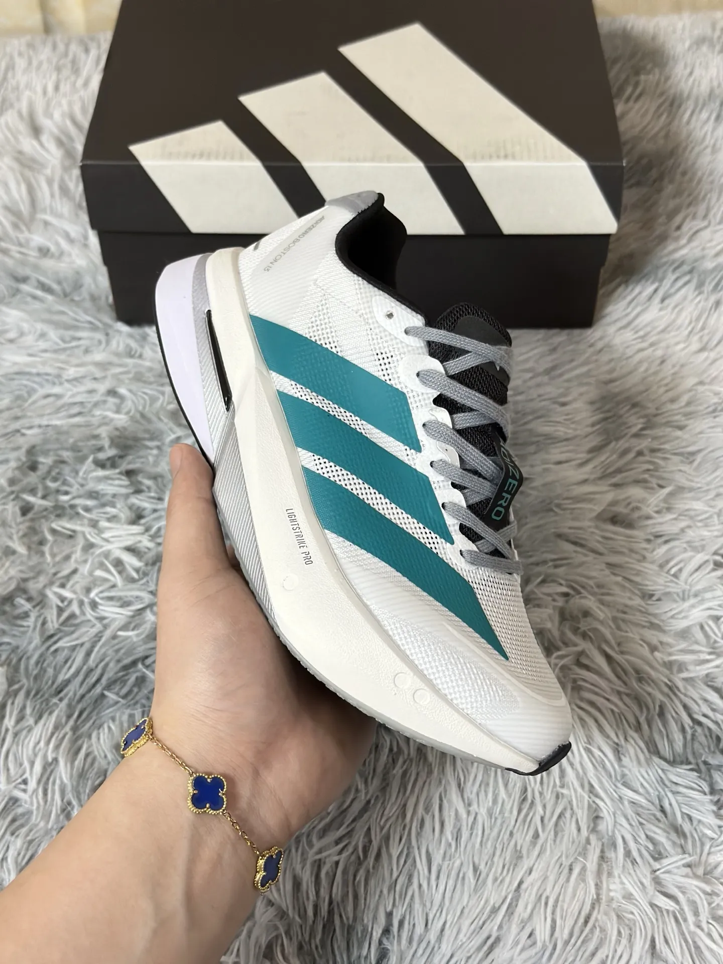 adidas Adizero Boston 13 White Teal Running Shoes – Replica Adidas Edition UrbanChic 488