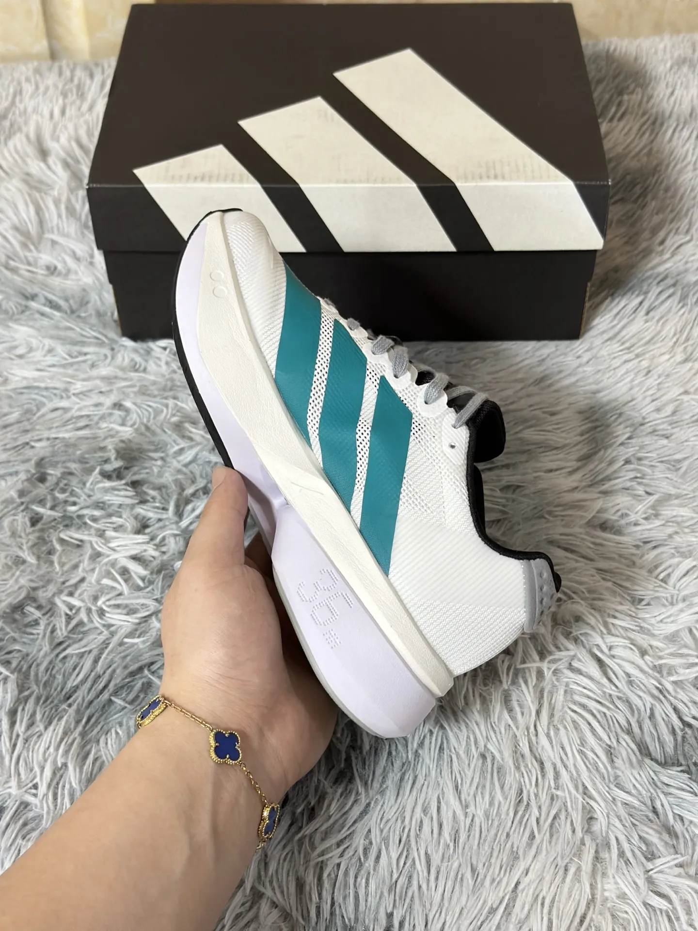 adidas Adizero Boston 13 White Teal Running Shoes – Replica Adidas Edition UrbanChic 488