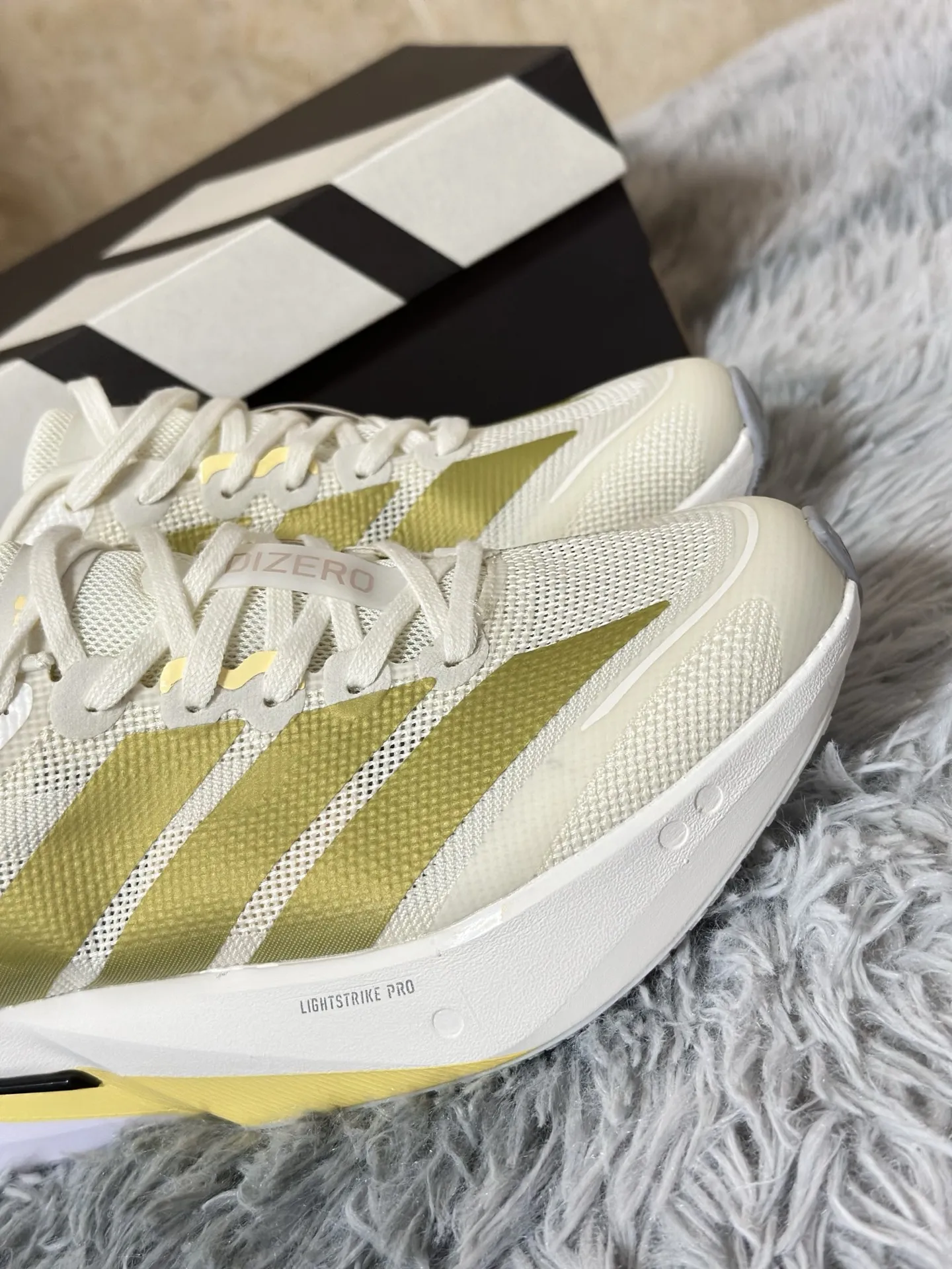 Premium adidas Adizero Boston 13 White Yellow Replica Running Shoes 497