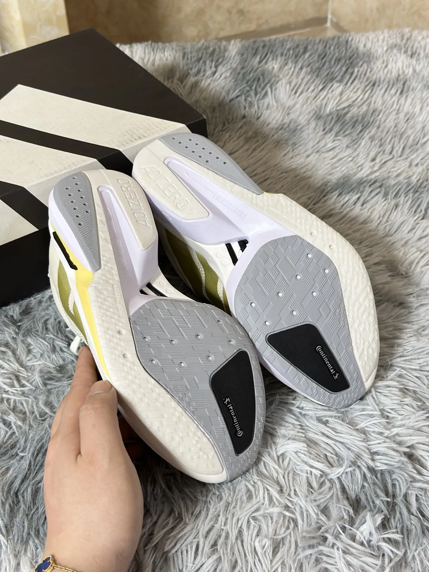Premium adidas Adizero Boston 13 White Yellow Replica Running Shoes 497