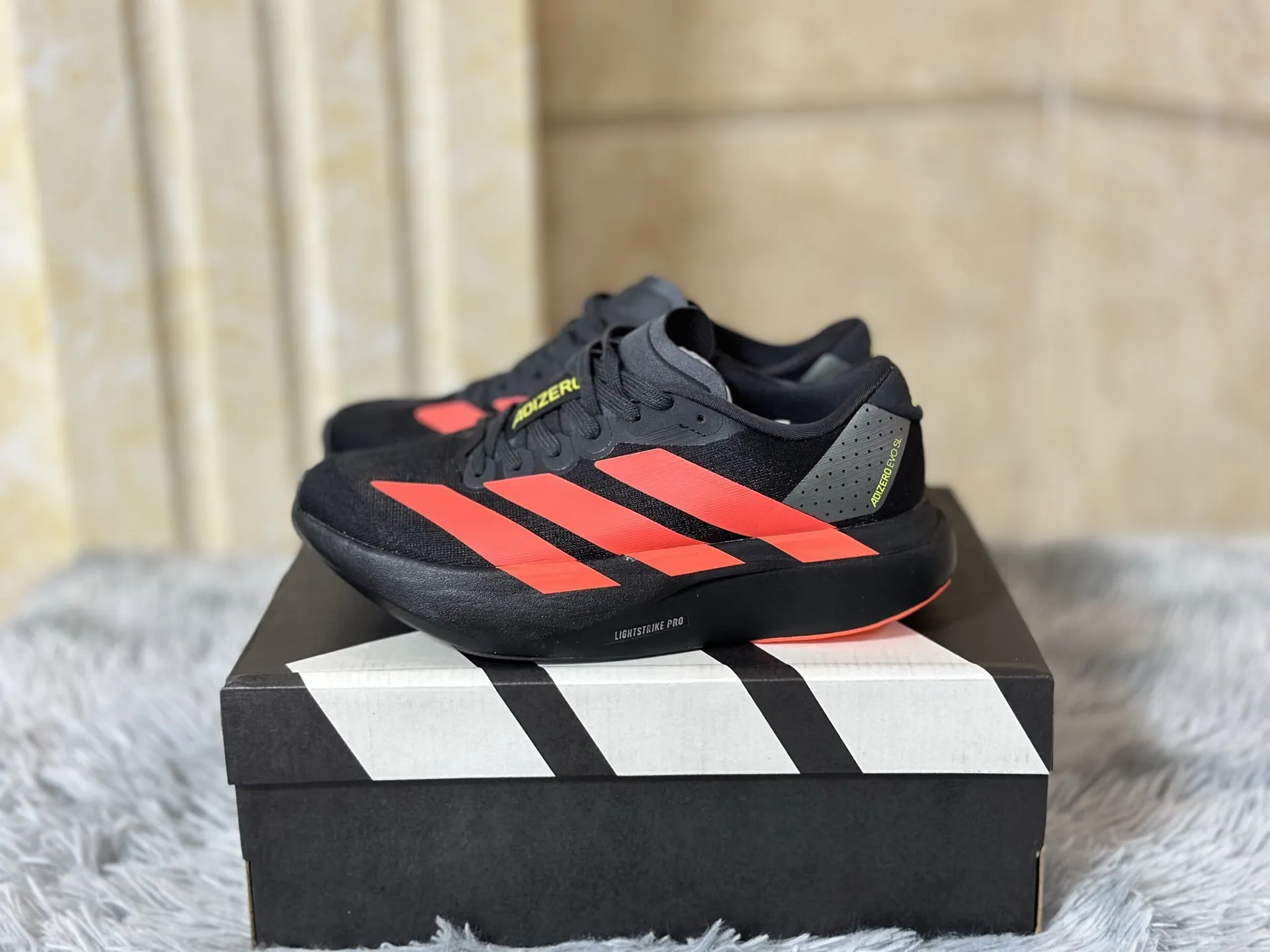 Flexible adidas Adizero Evo SL Core Black Red Replica Sneakers –  Rep Shoes 475