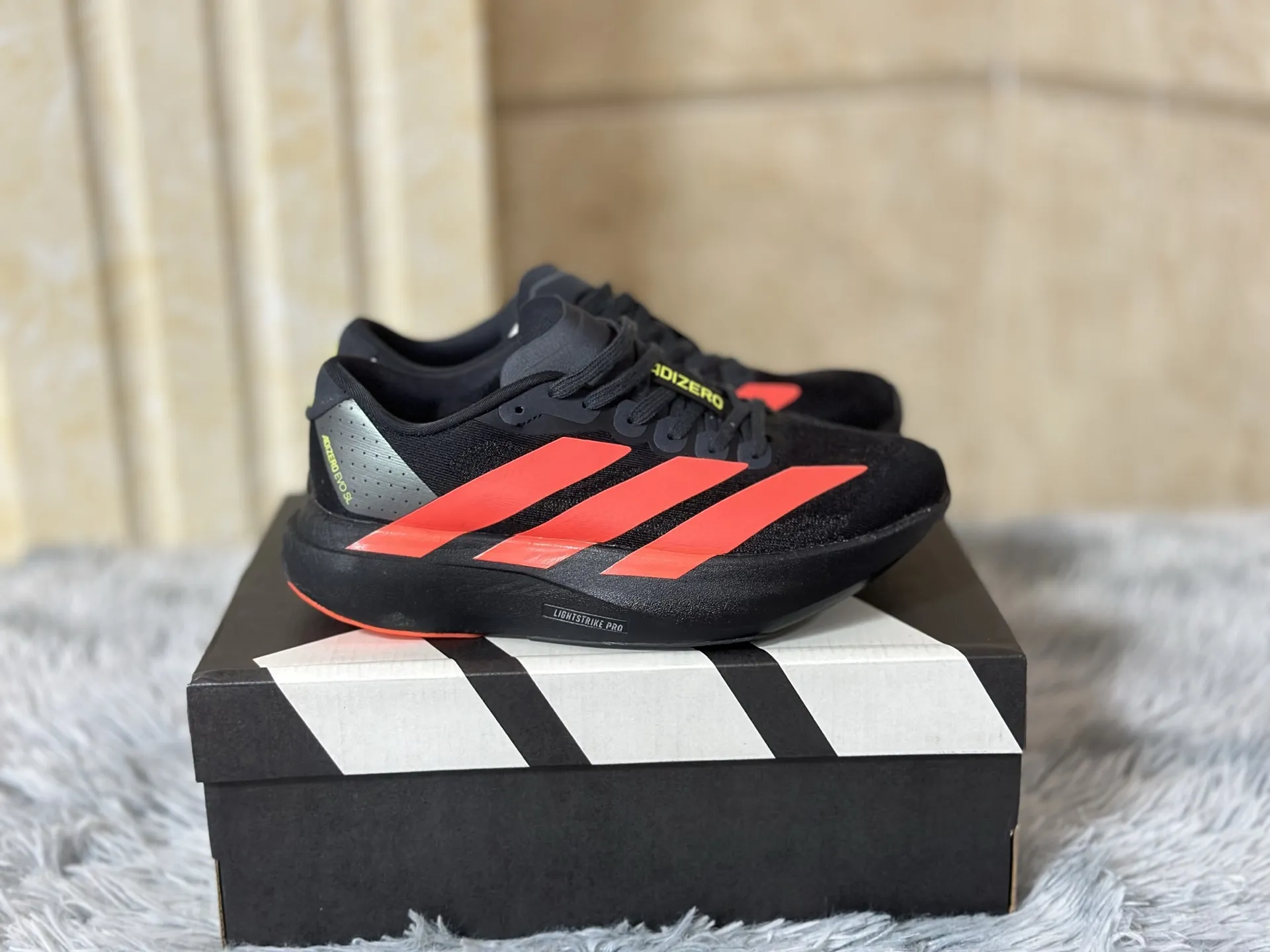 Flexible adidas Adizero Evo SL Core Black Red Replica Sneakers –  Rep Shoes 475