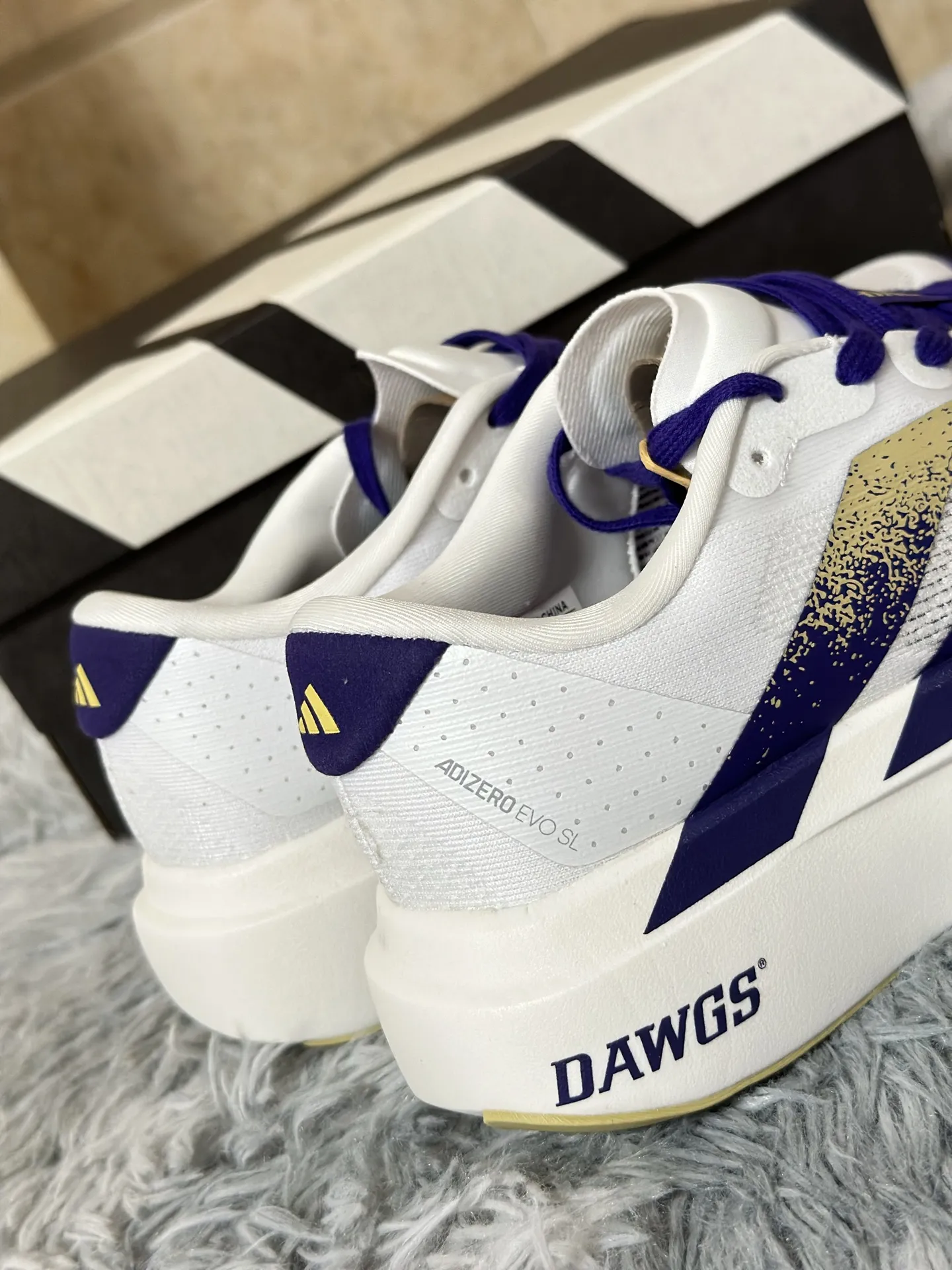 TimelessDesign adidas Adizero Evo SL White Purple Running Shoes – Replica Adidas Edition 486