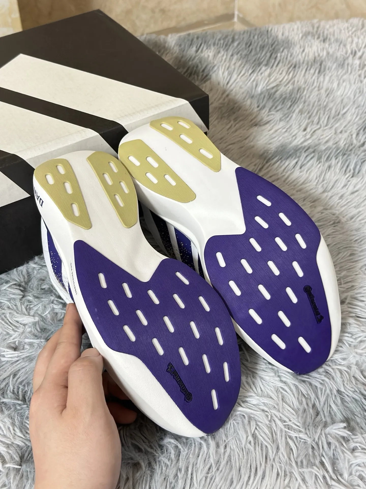 TimelessDesign adidas Adizero Evo SL White Purple Running Shoes – Replica Adidas Edition 486