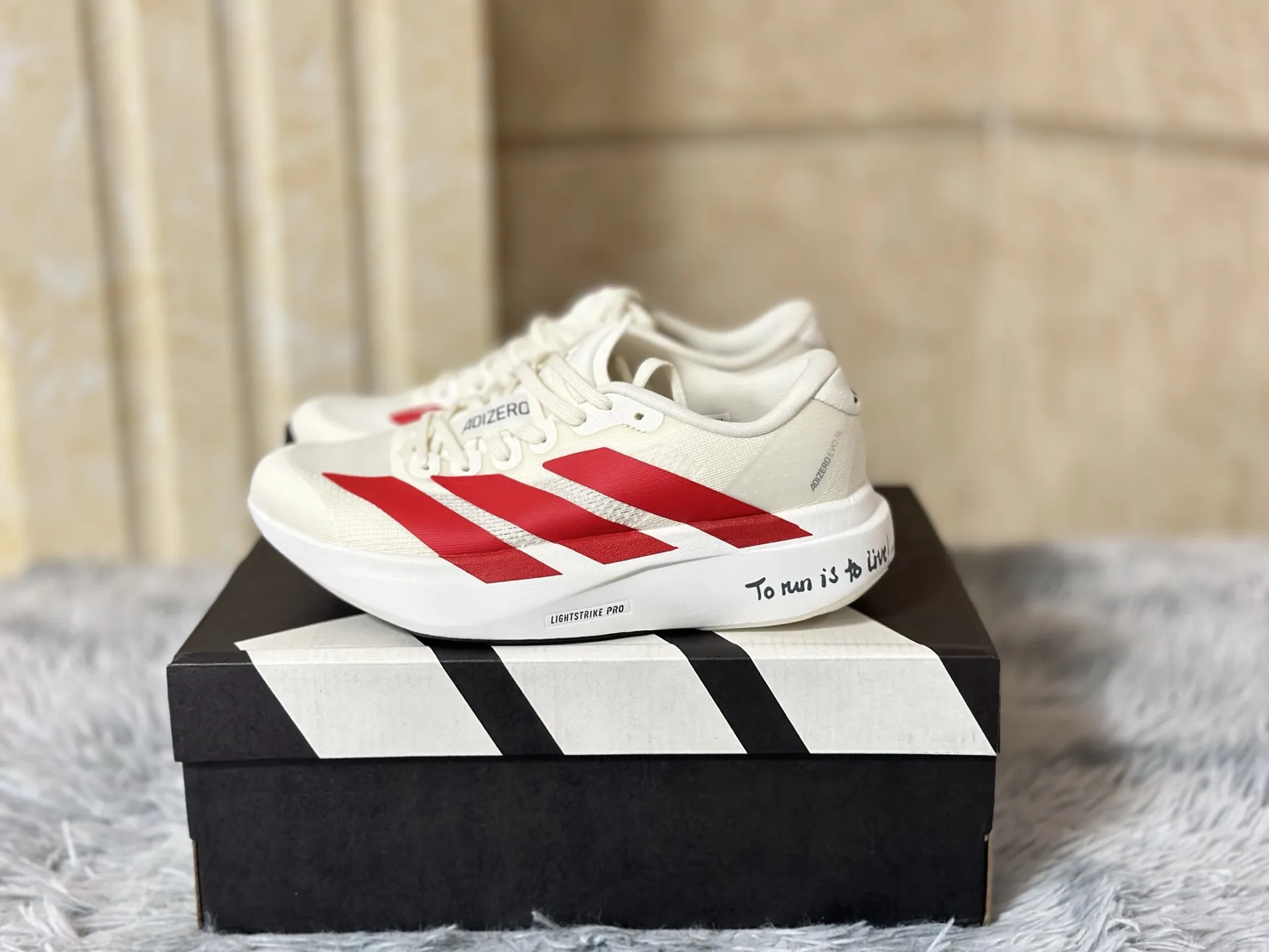 adidas Adizero Evo SL White Red Replica Sneakers –  Adidas Replica Shoes ZeroBulk 481