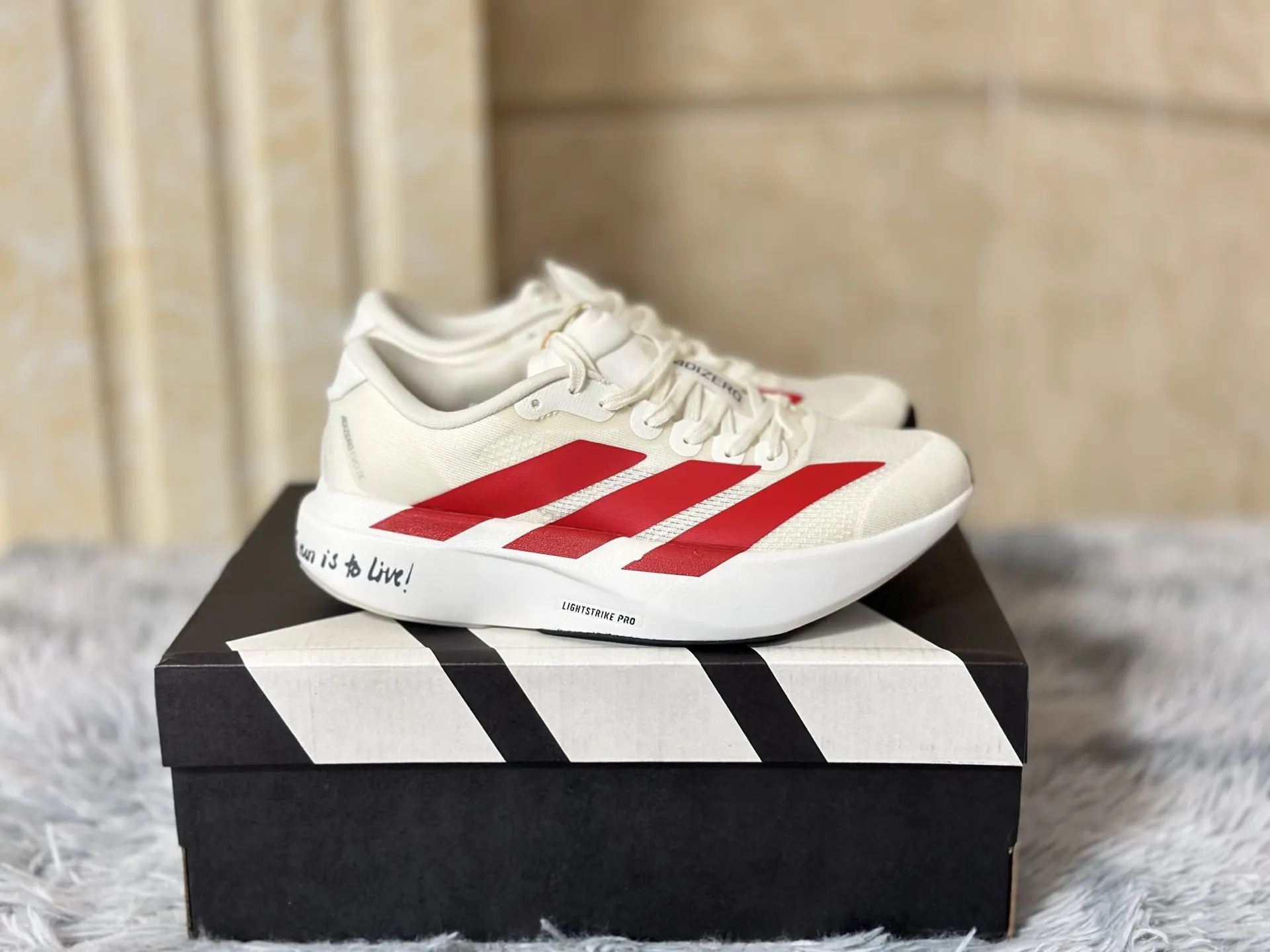adidas Adizero Evo SL White Red Replica Sneakers –  Adidas Replica Shoes ZeroBulk 481