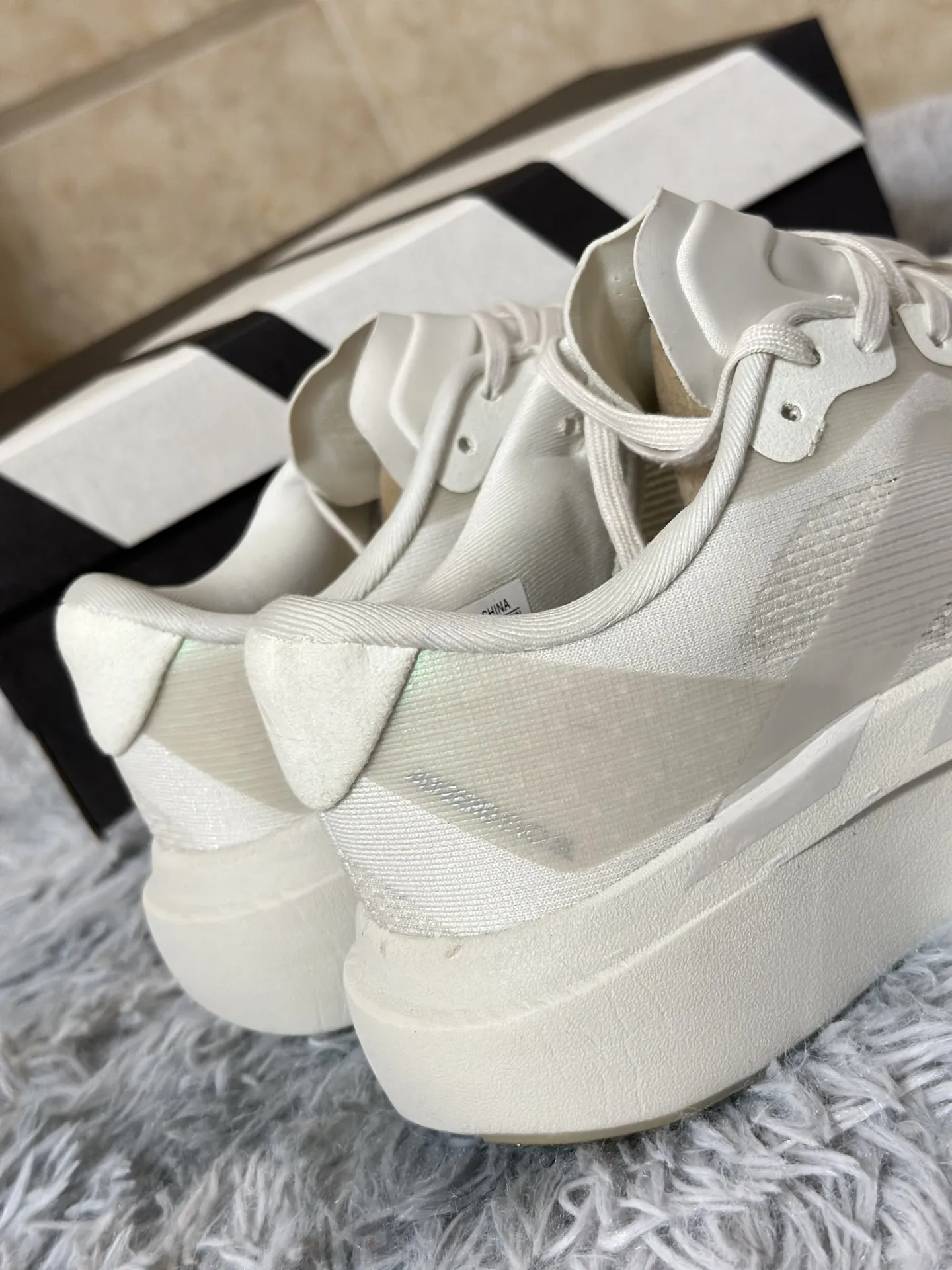 Efficient adidas Adizero Evo SL White Running Shoes –  Replica Adidas Sneakers 474